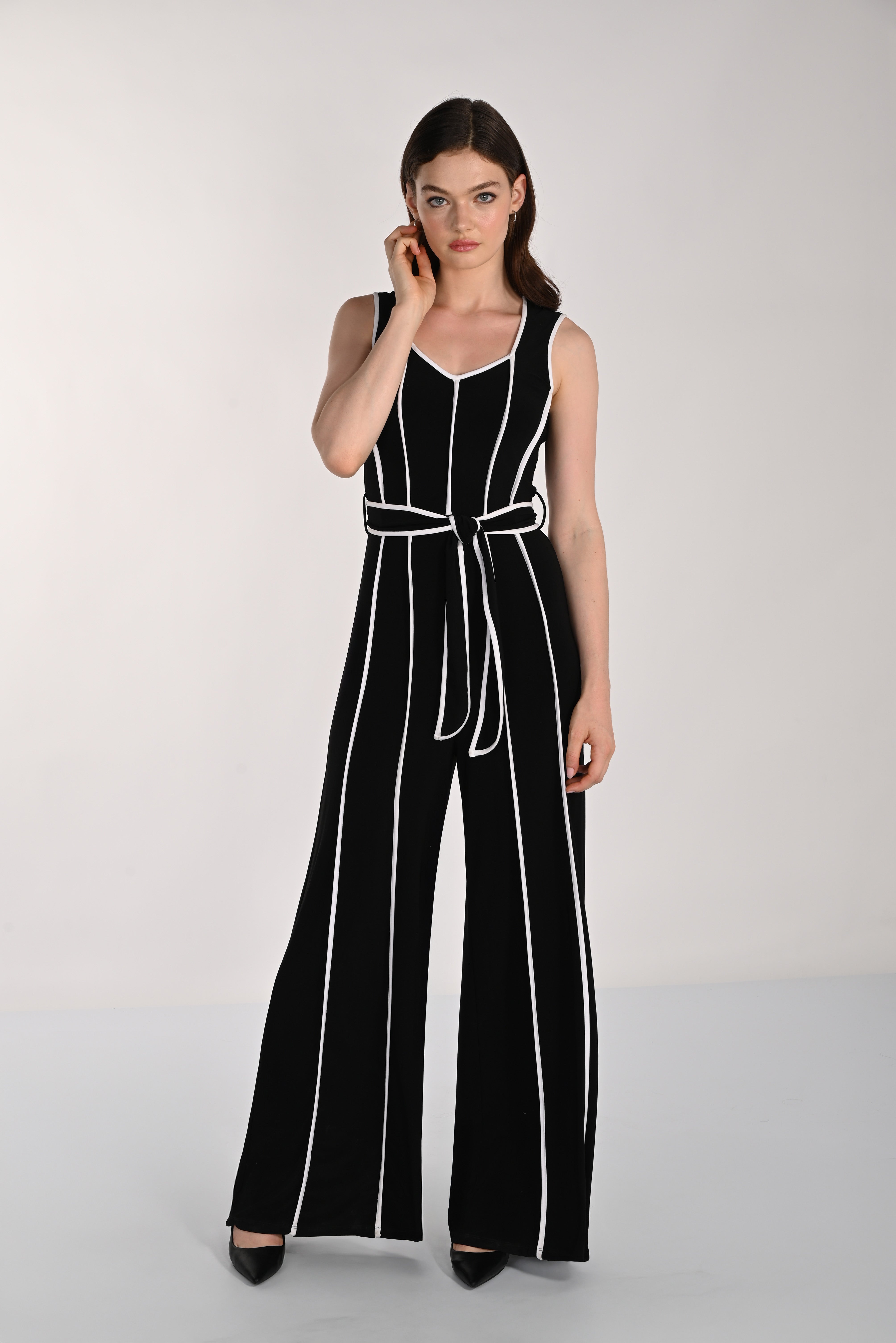 Belted Wide Leg Jumpsuit (261005)