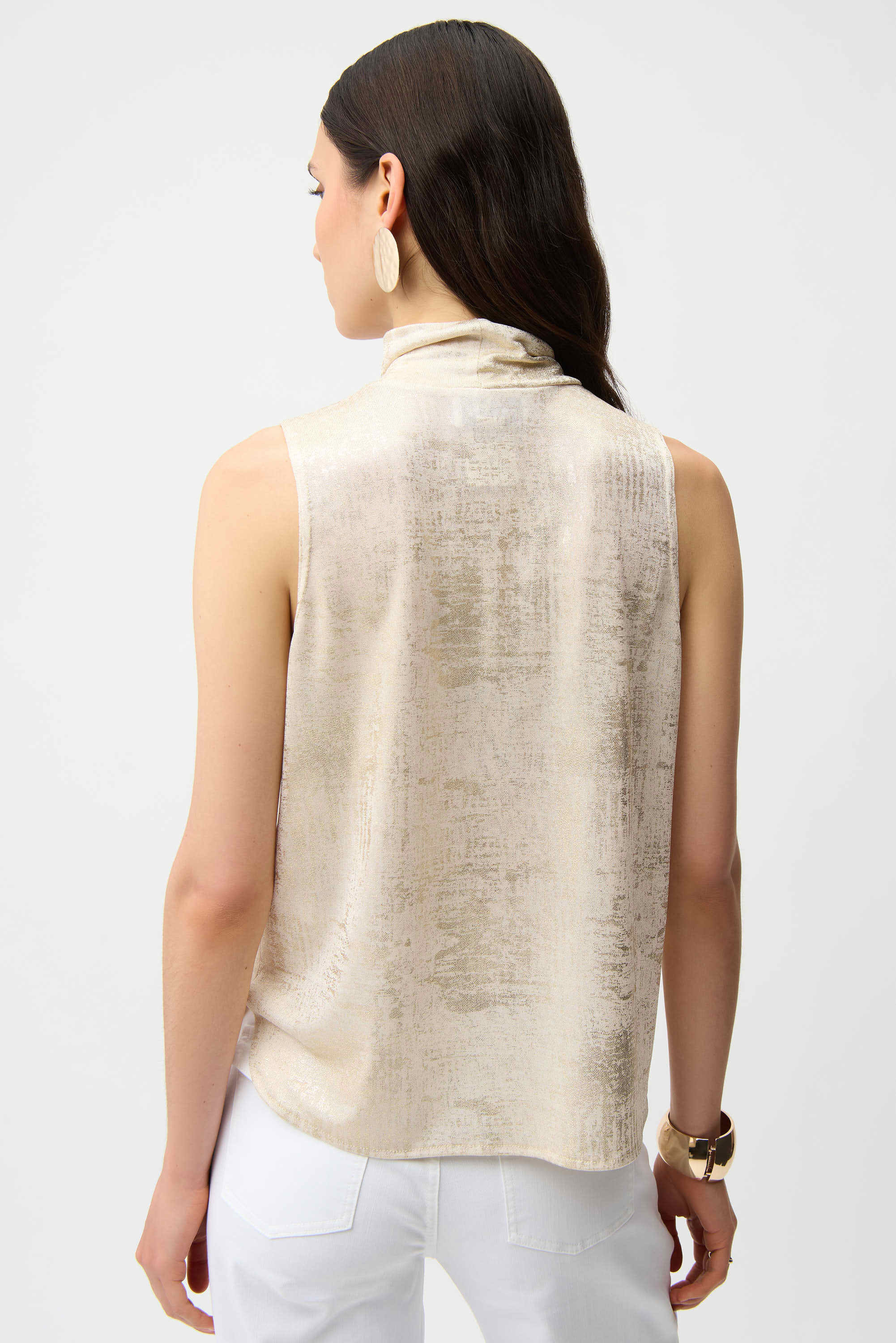 Foiled Knit Straight Sleeveless Top (261008)