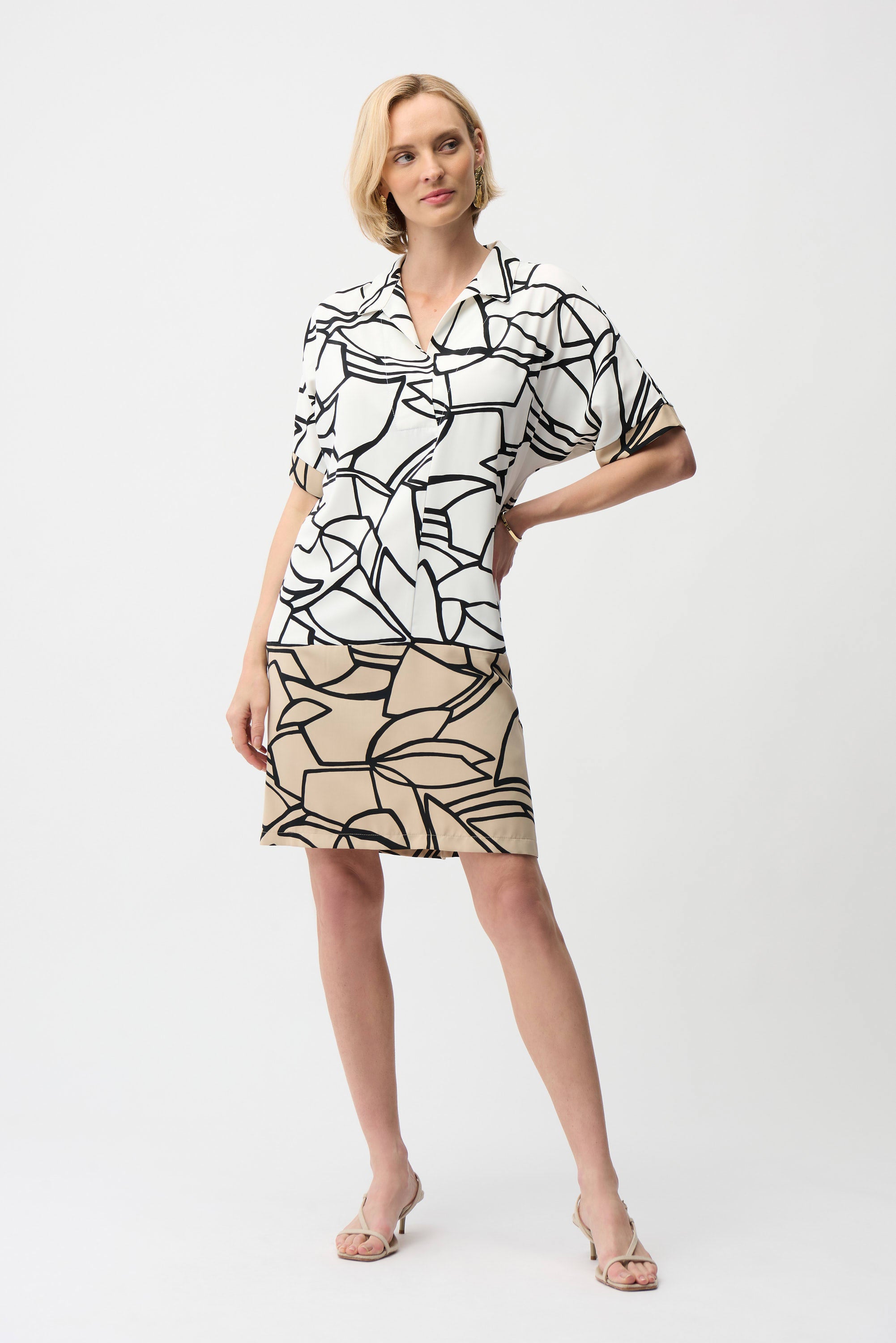 Recycled Woven Abstract Print Shirt Dress (261087)
