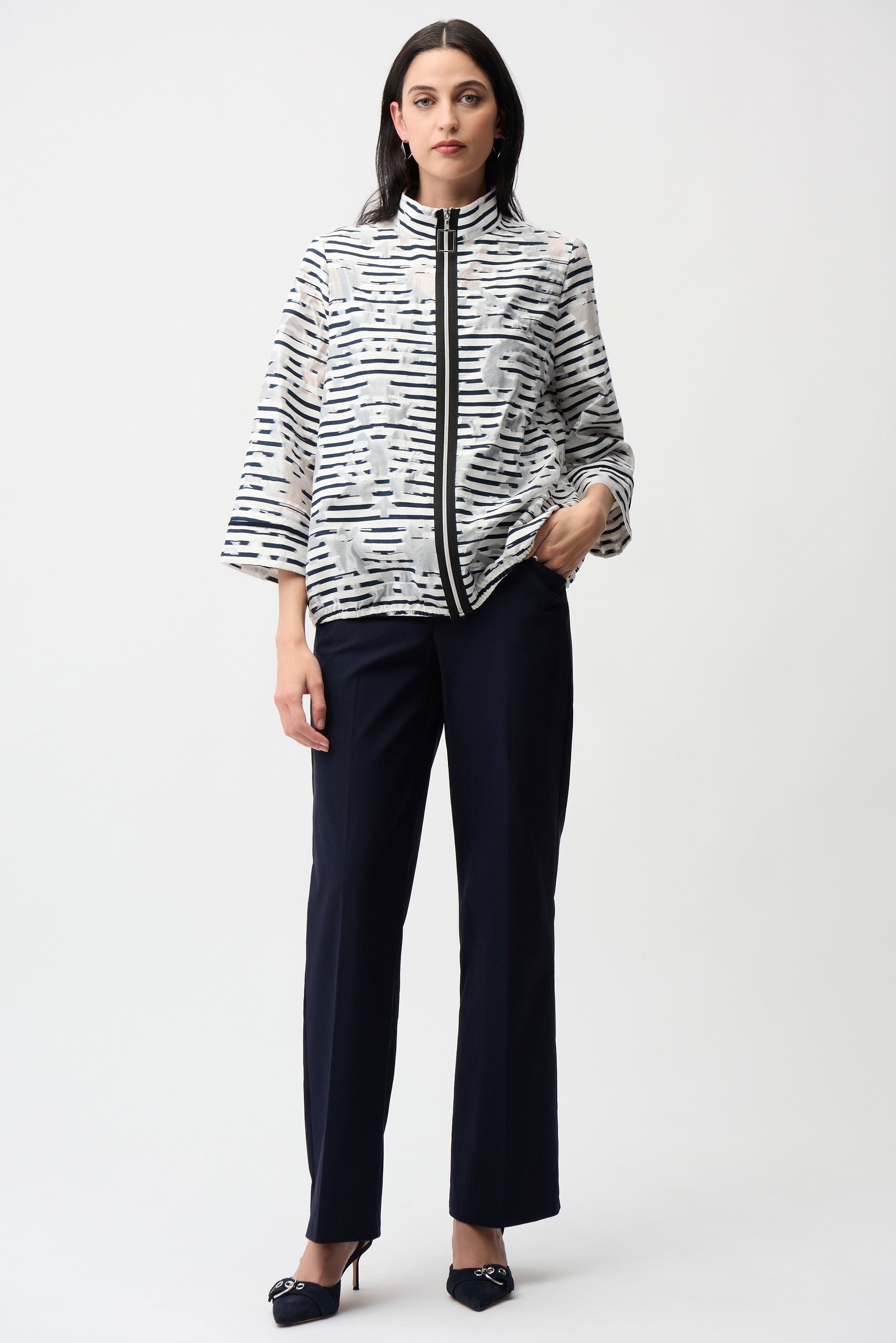 Jacquard Organza Stripe Bomber Jacket (261094)