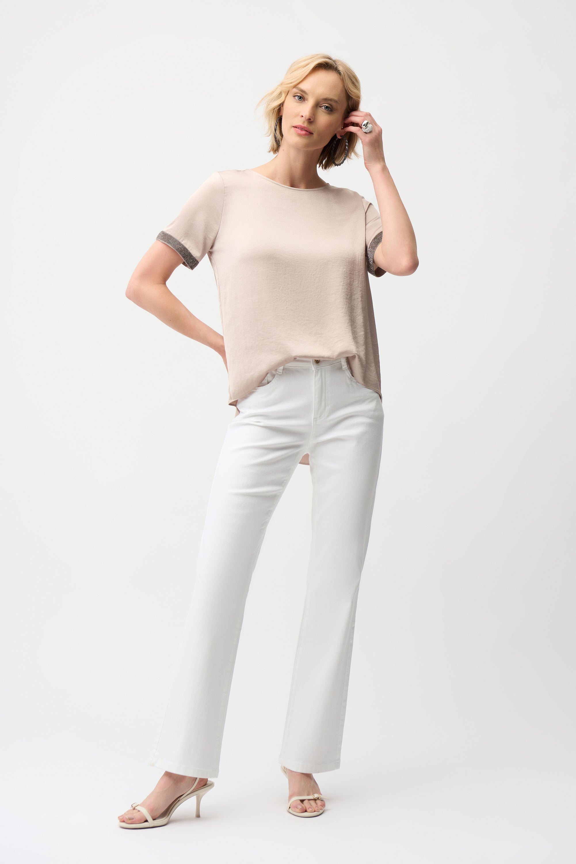 Recycled Satin Top With Rhinestones Detail (261116)
