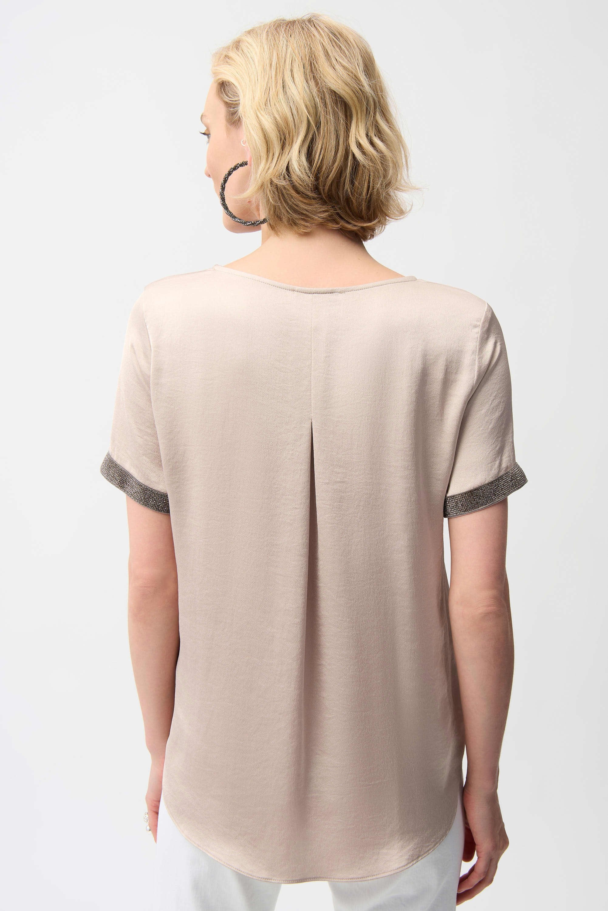 Recycled Satin Top With Rhinestones Detail (261116)