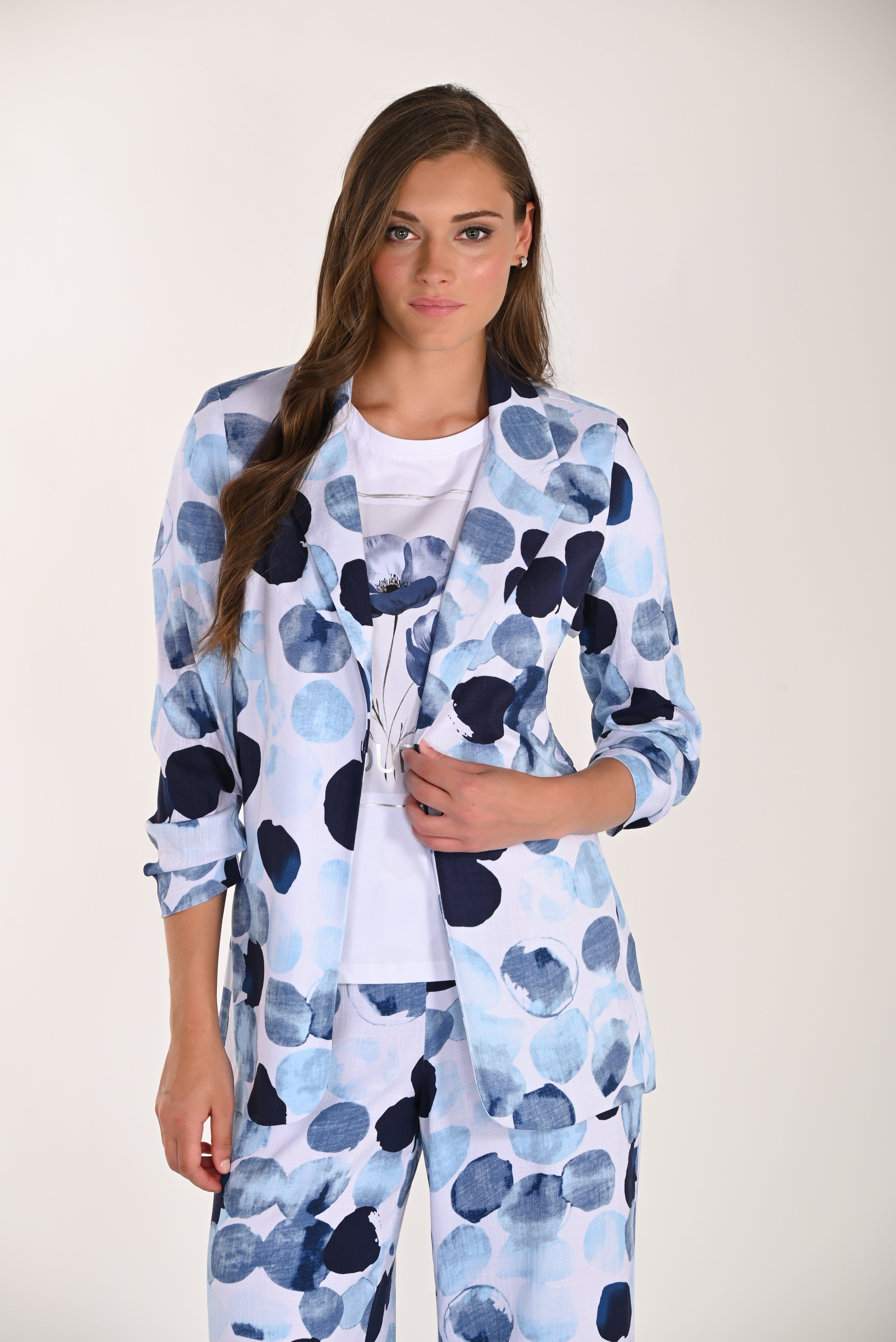 Print Faux Linen Jacket (261125)