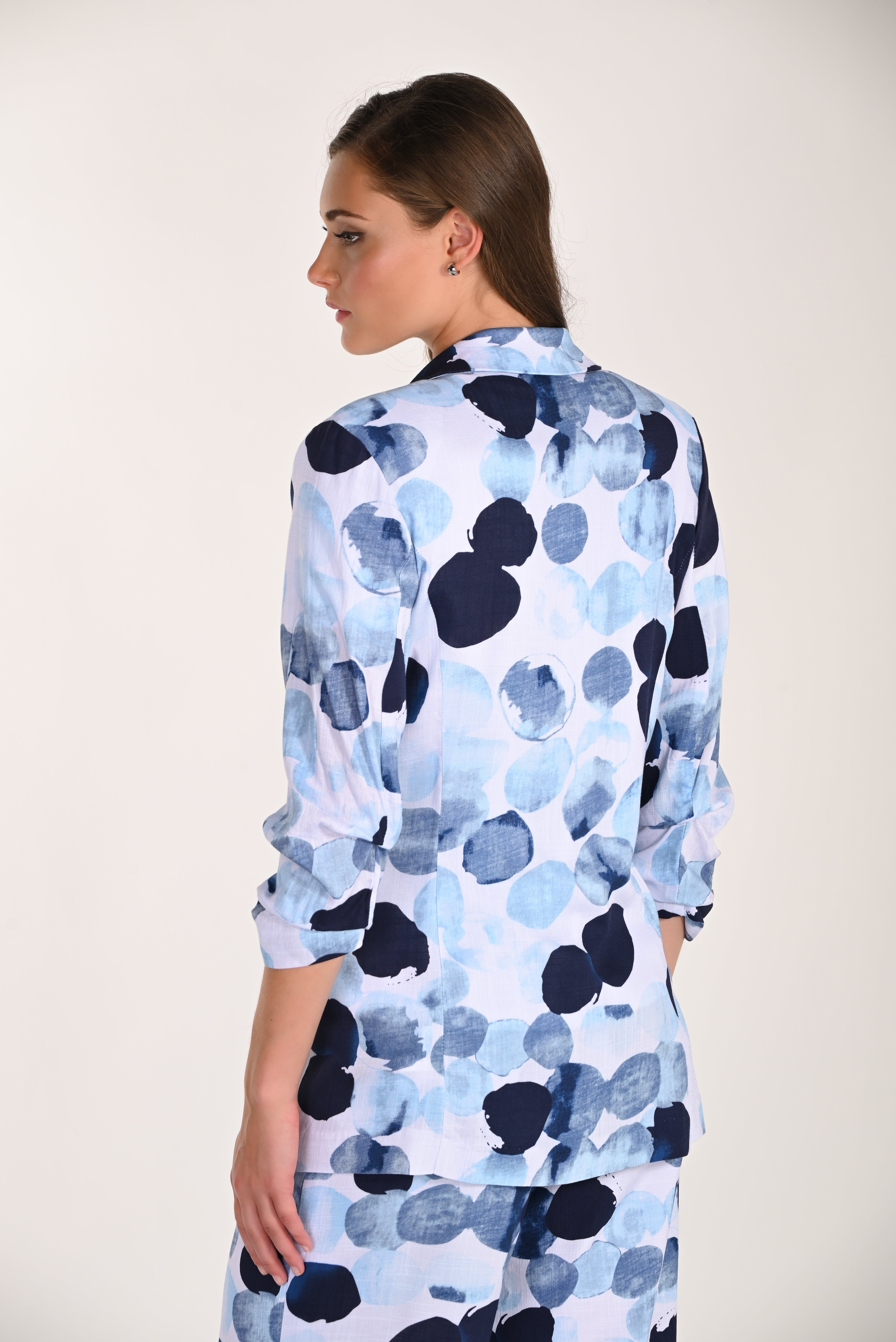 Print Faux Linen Jacket (261125)