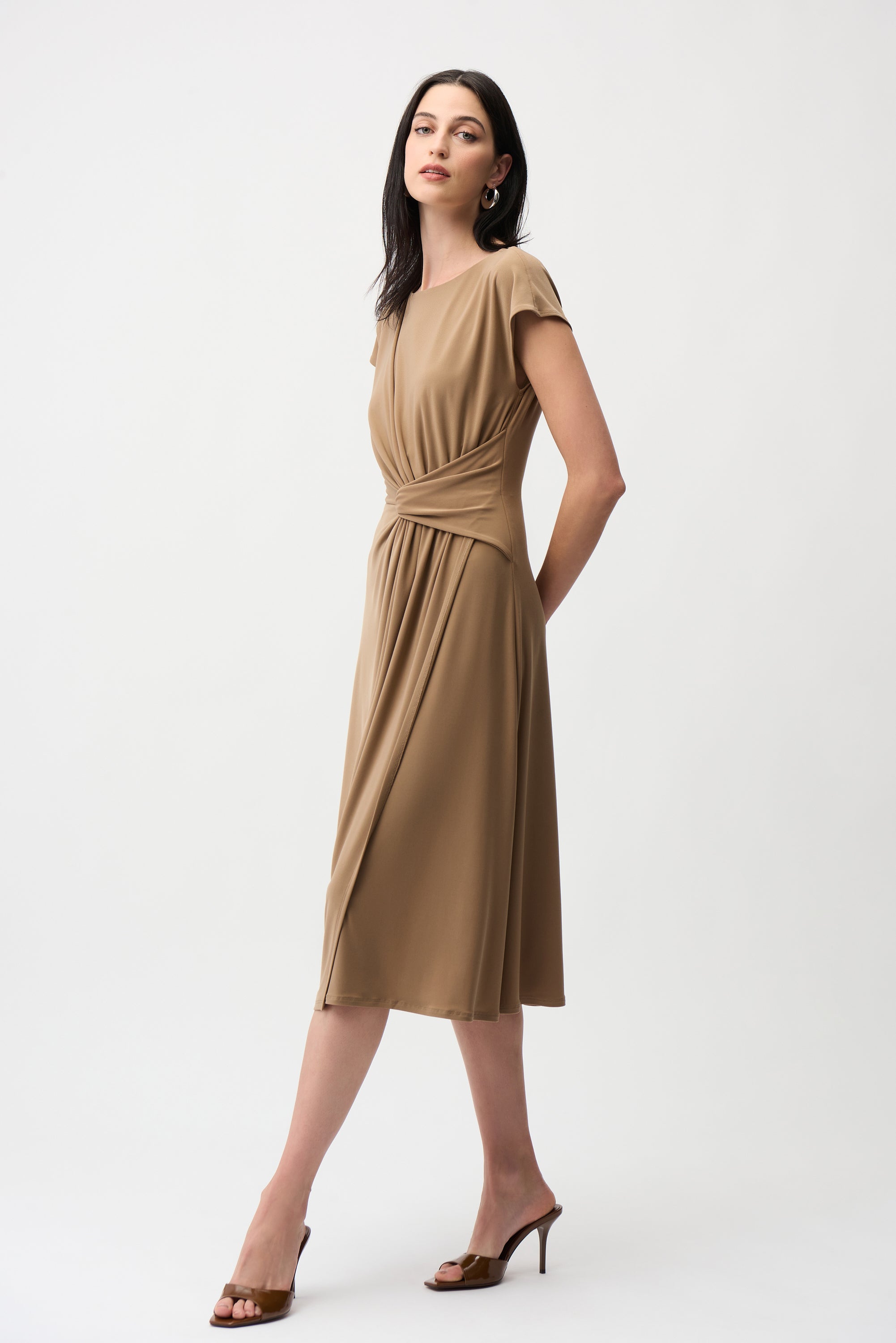 Silky Knit A Line Dress With Wrap Skirt (261146)