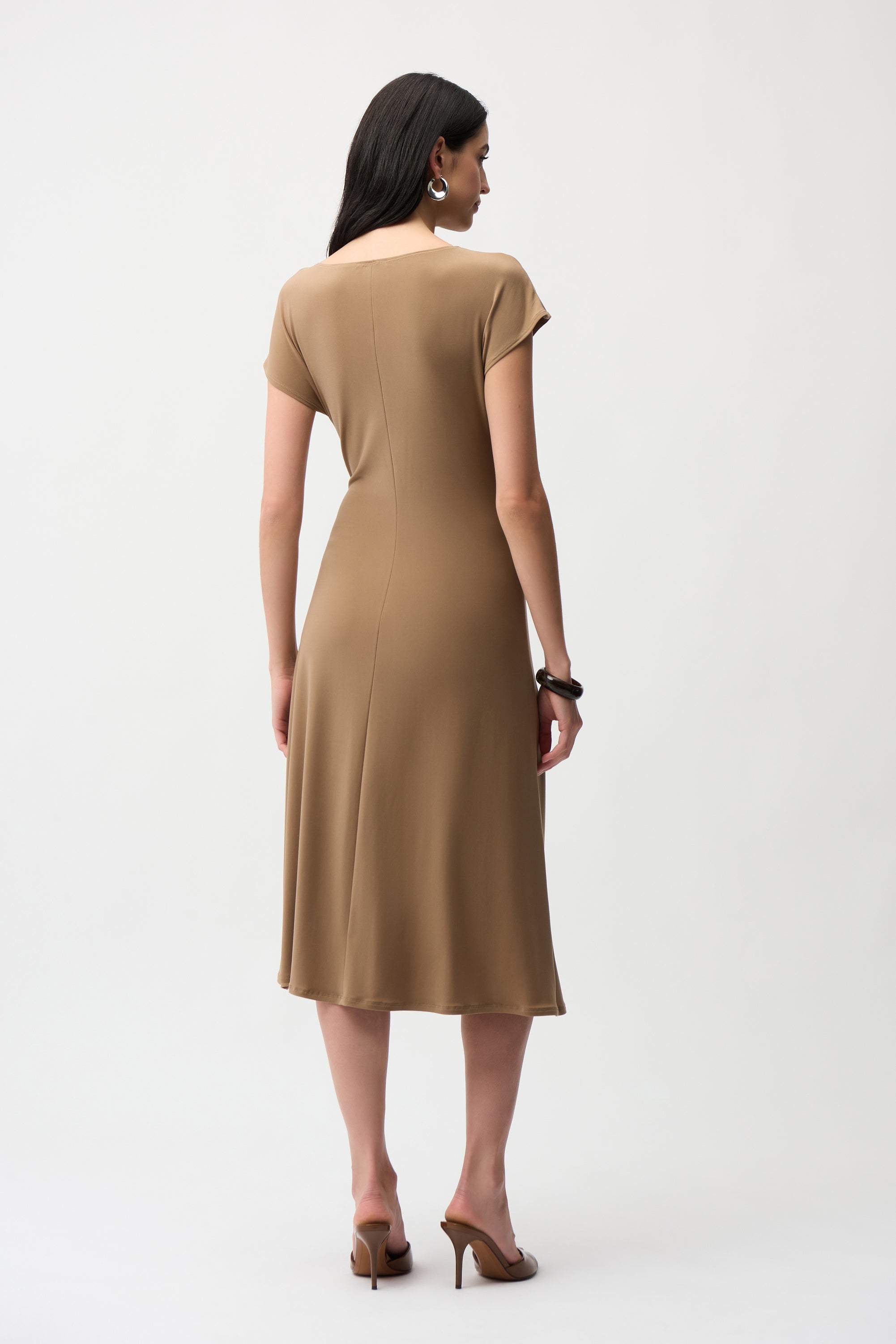 Silky Knit A Line Dress With Wrap Skirt (261146)