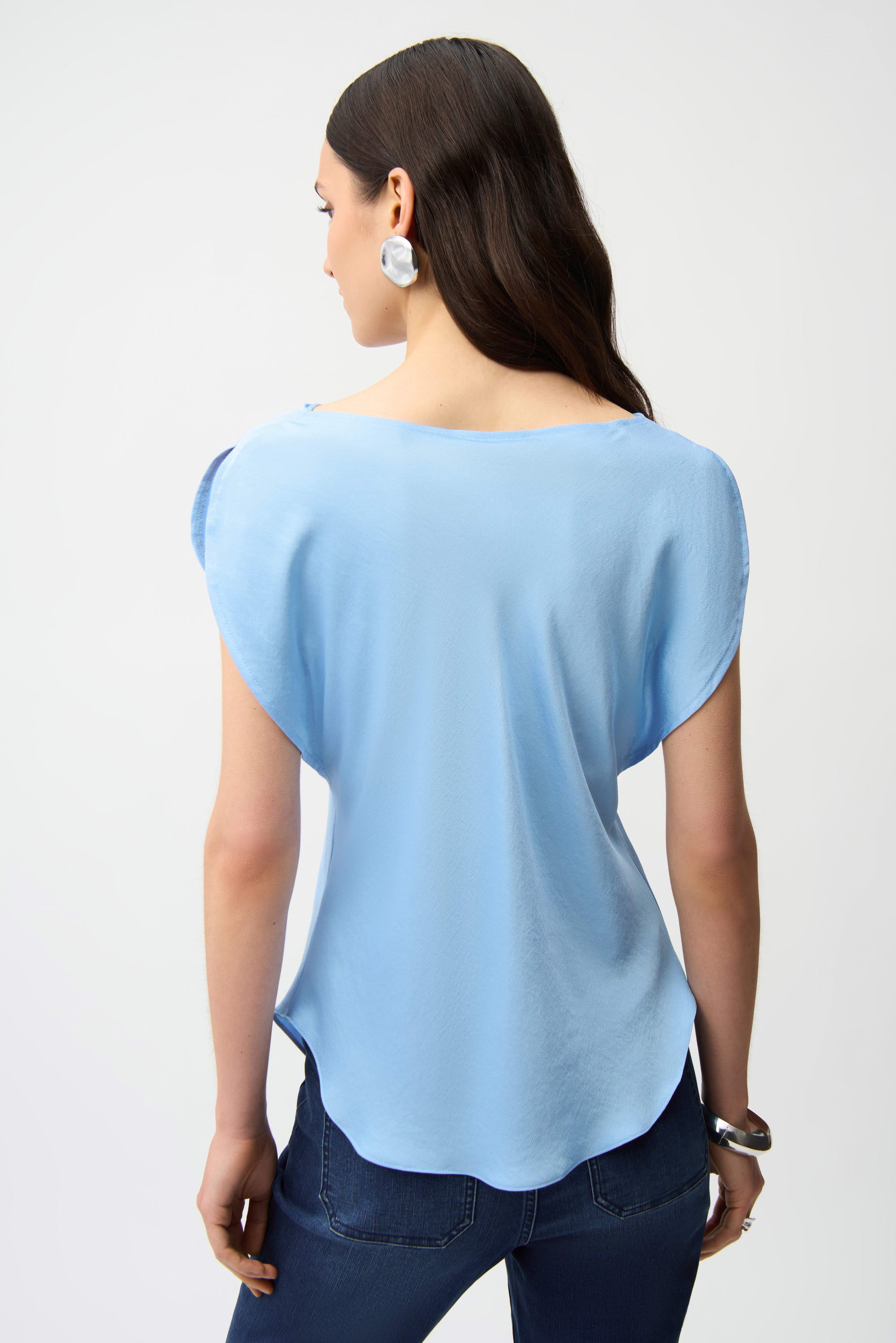 Recycled Satin Fitted Top With Cowl Neck (261152)