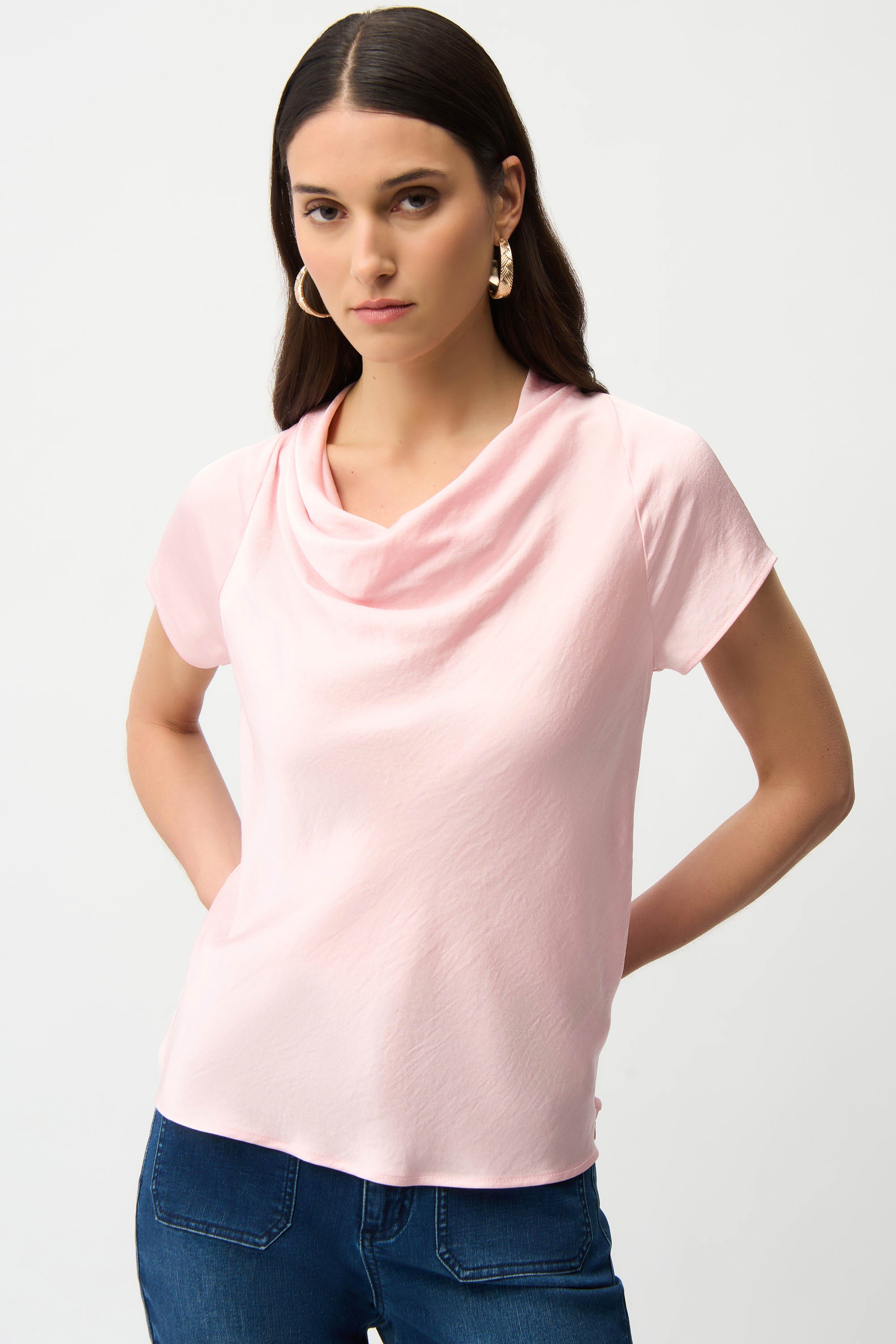Recycled Satin Top With Cowl Neckline (261195)
