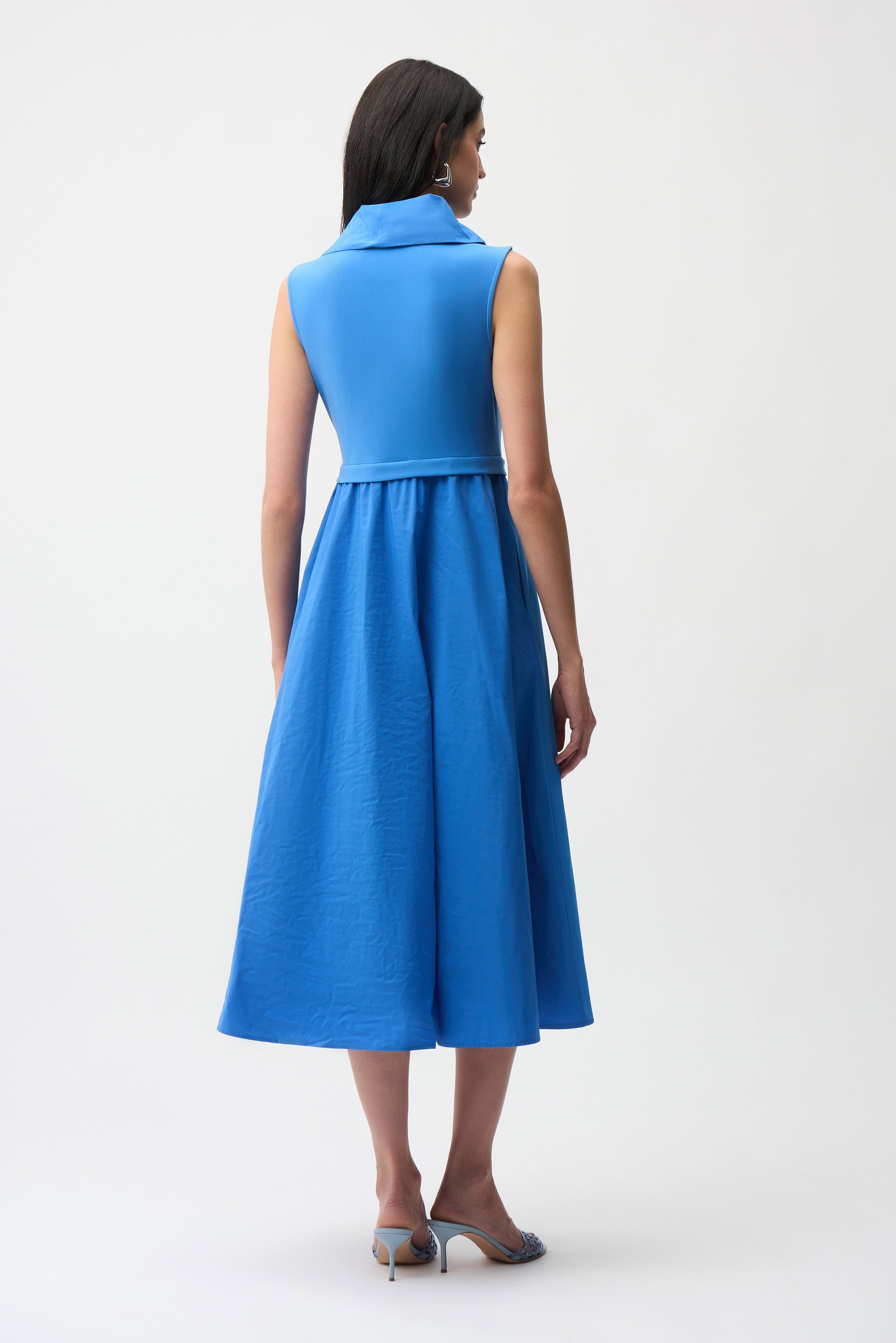 Silky Knit And Memory Fit and Flare Dress With Shawl Collar (261274)