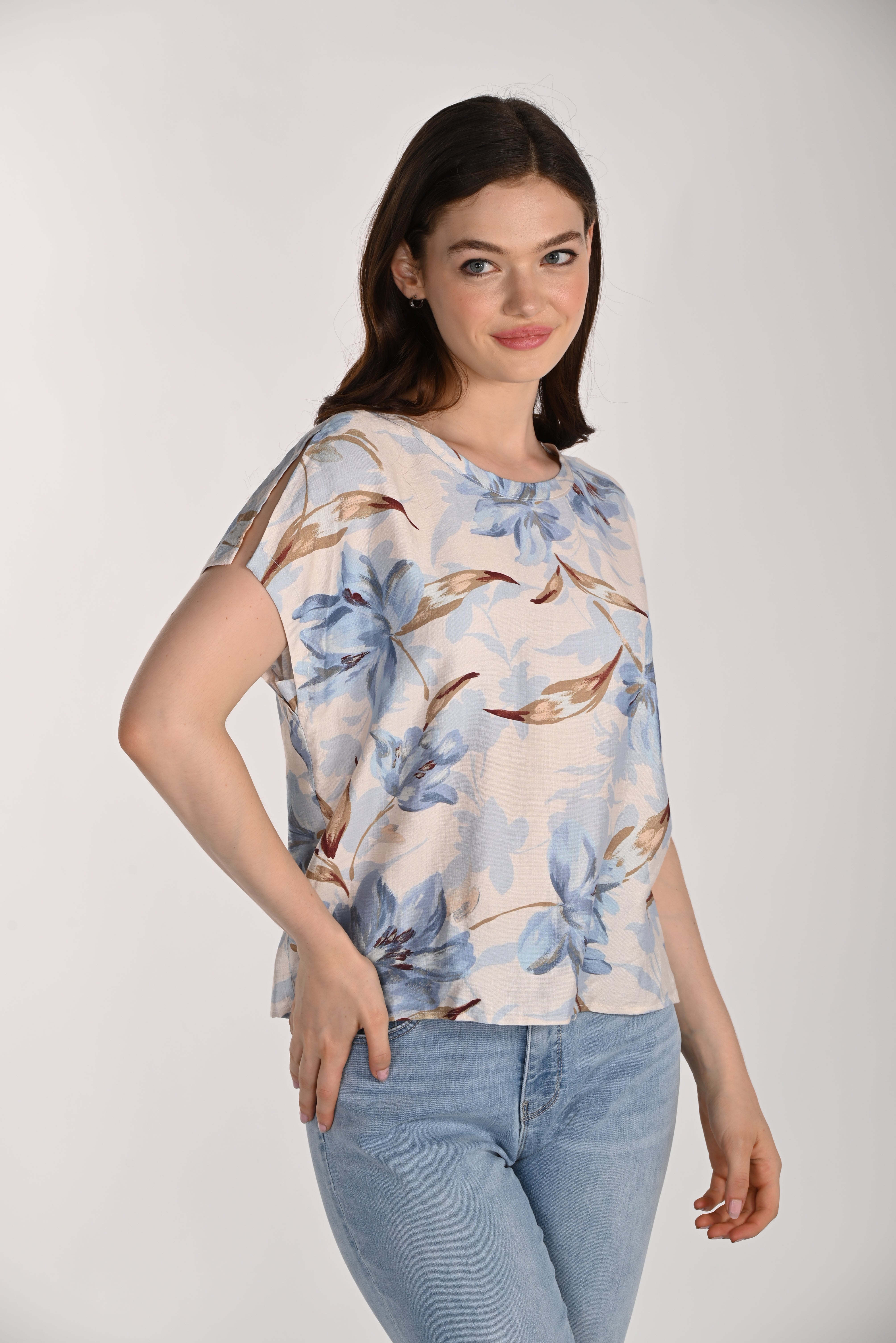 Cap Sleeve Printed Top (261289)