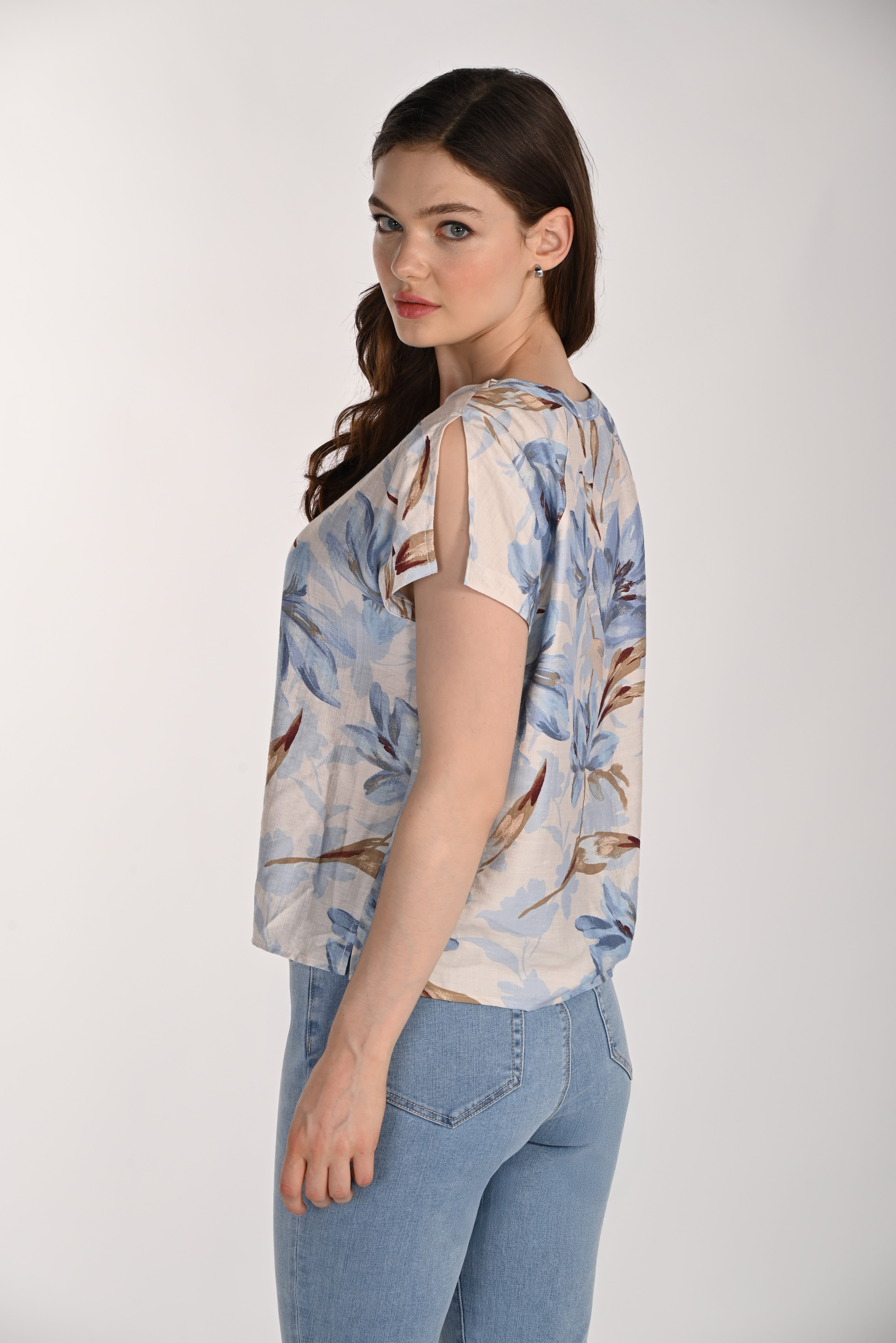Cap Sleeve Printed Top (261289)