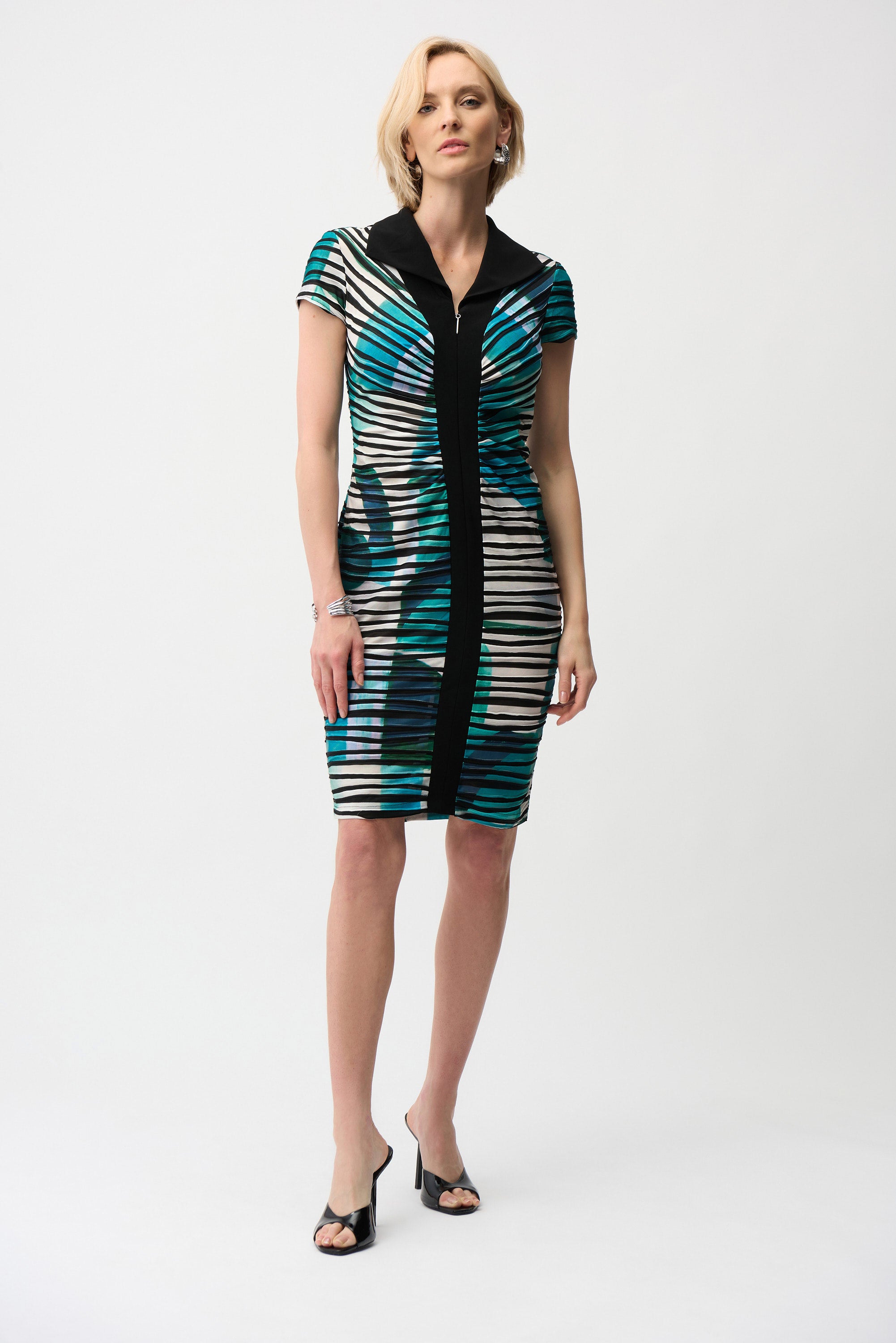 Cascade Knit Geometric Print Sheath Dress (261295)