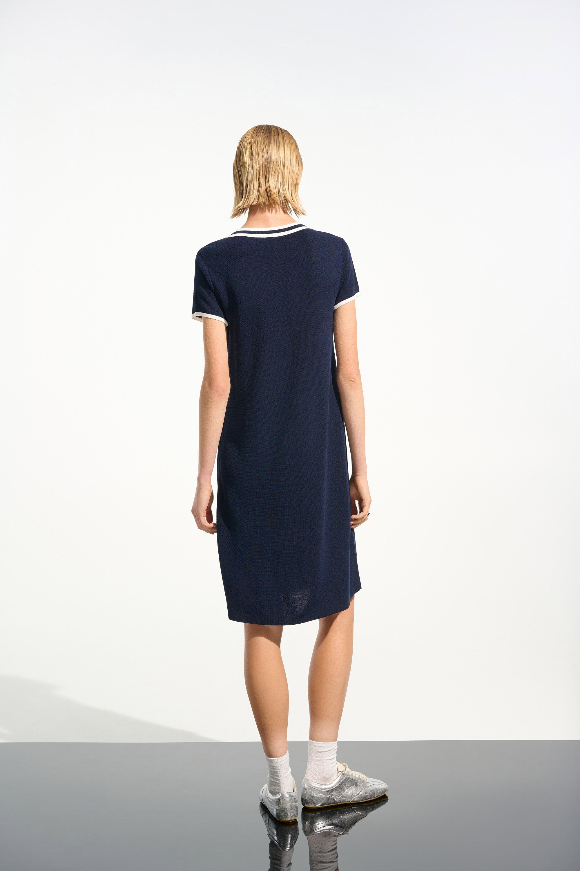 Viscose Knit A-Line Dress With Rib Trim (261648)