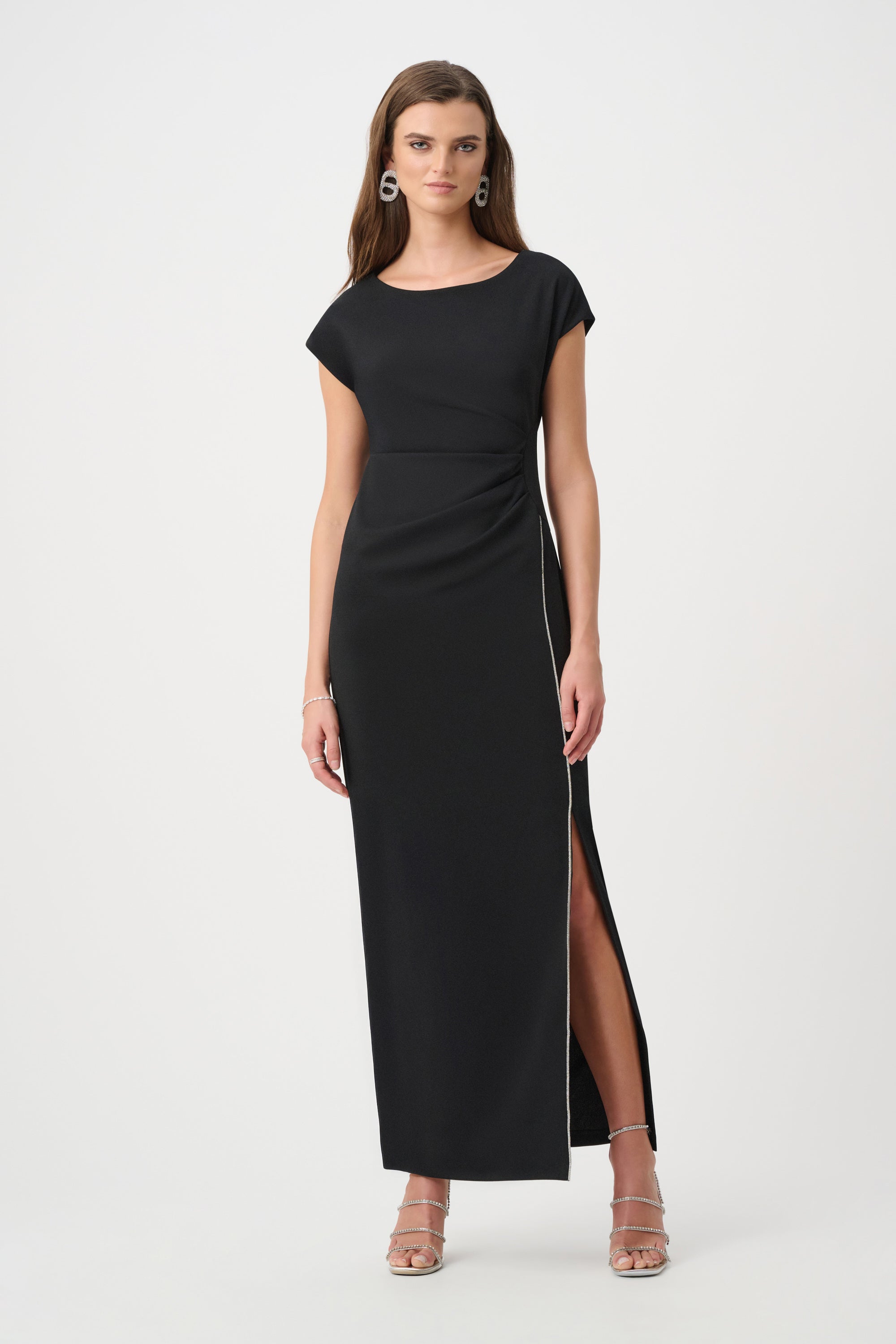 Scuba Crepe Sheath Gown With Rhinestones Piping (JR1164)