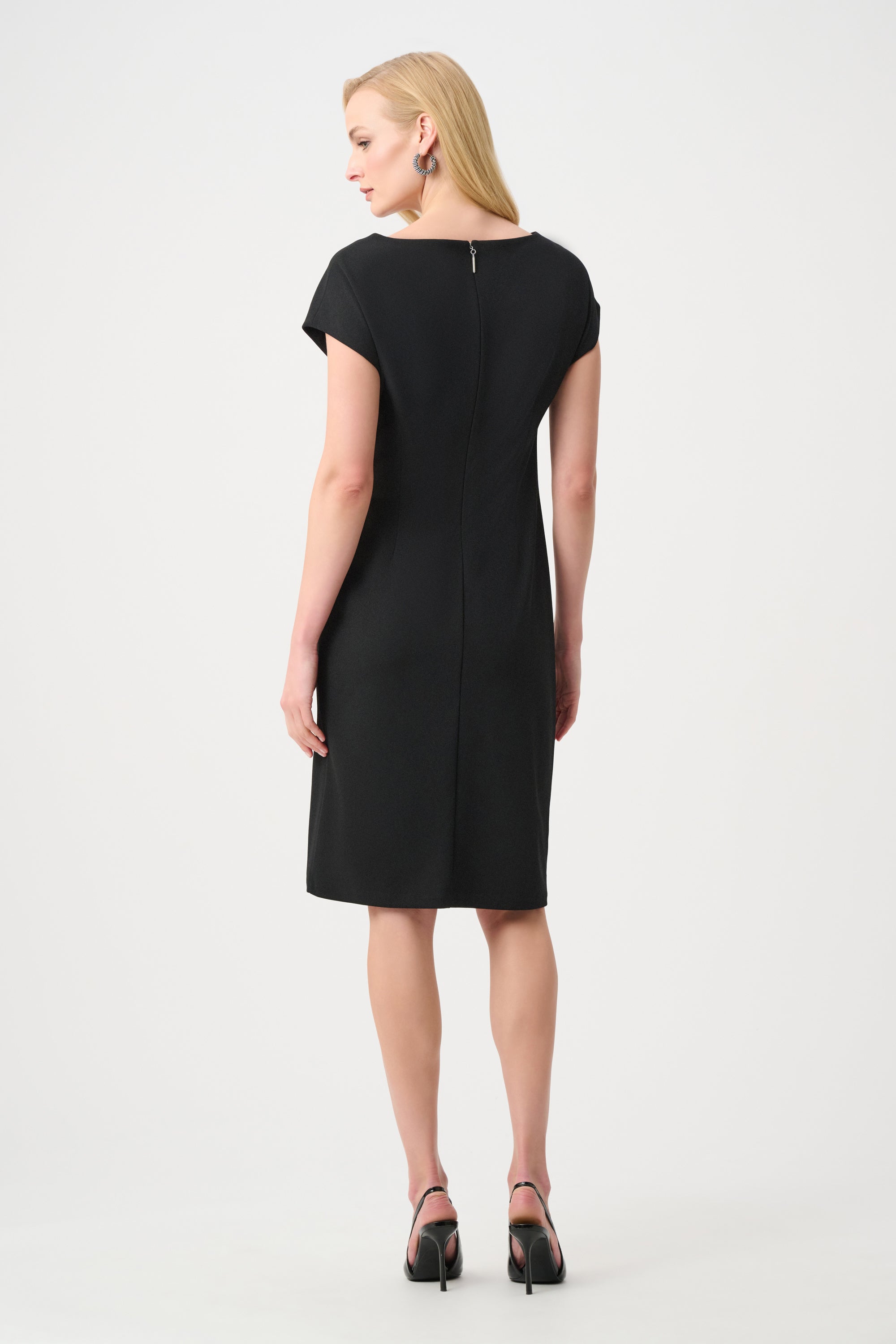 Scuba Crepe Sheath Dress With Rhinestones Piping (JR1165)