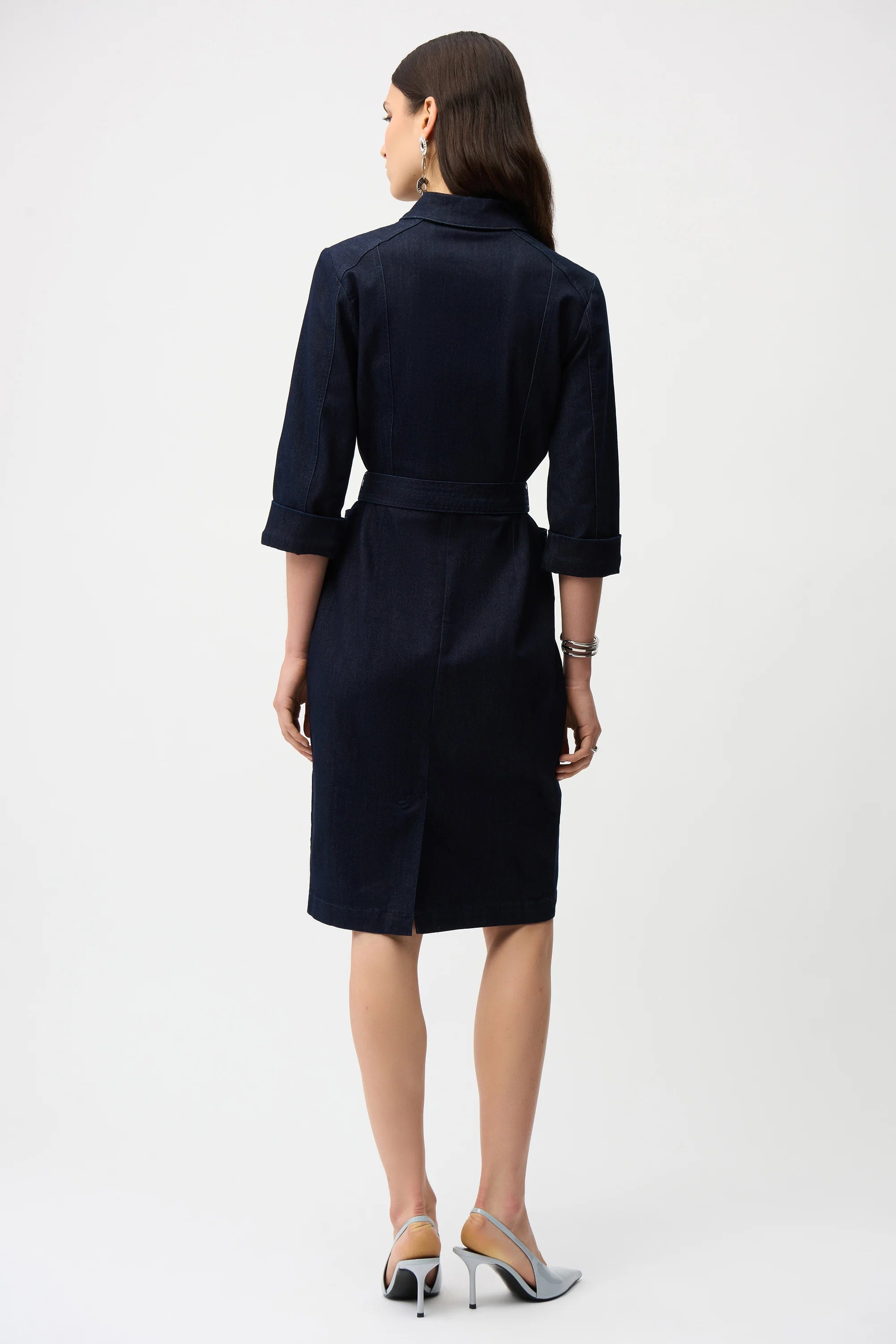 Denim Dress With Half Zip and Belt (261900)