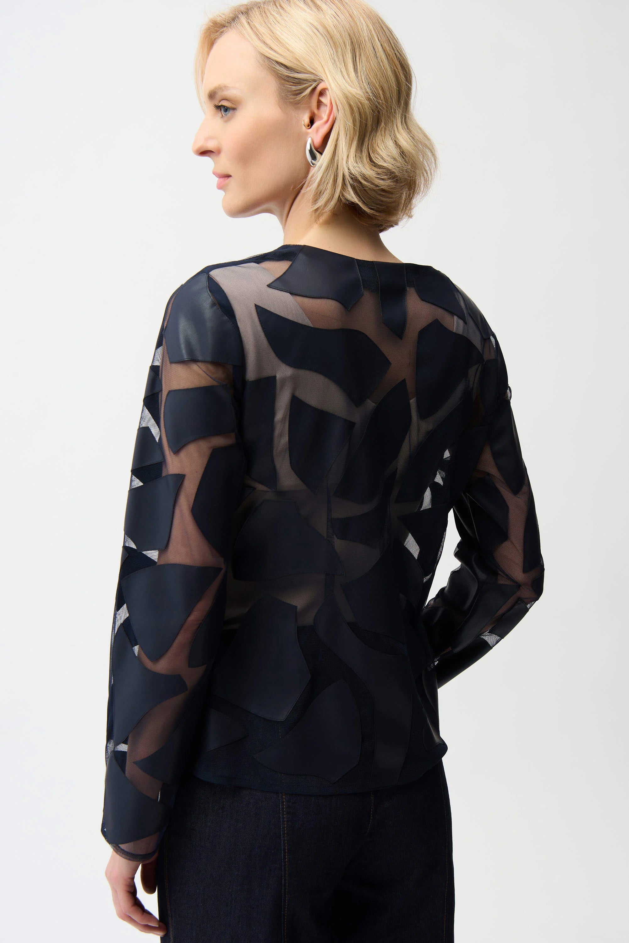 Laser Cut Leatherette Giraffe Print Fitted Jacket (261906)
