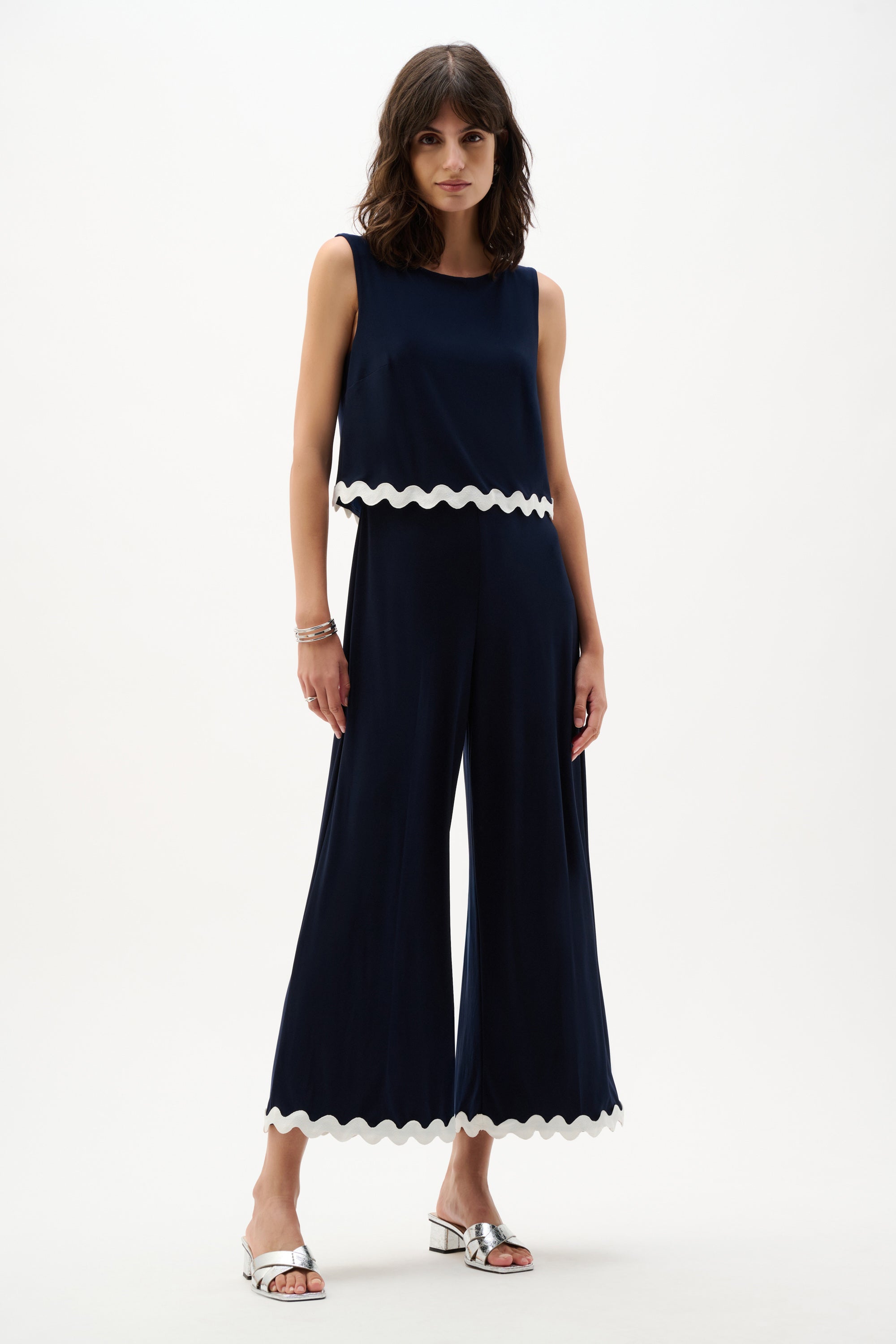 Silky Knit Culotte Jumpsuit With Contrast Trim (262144)