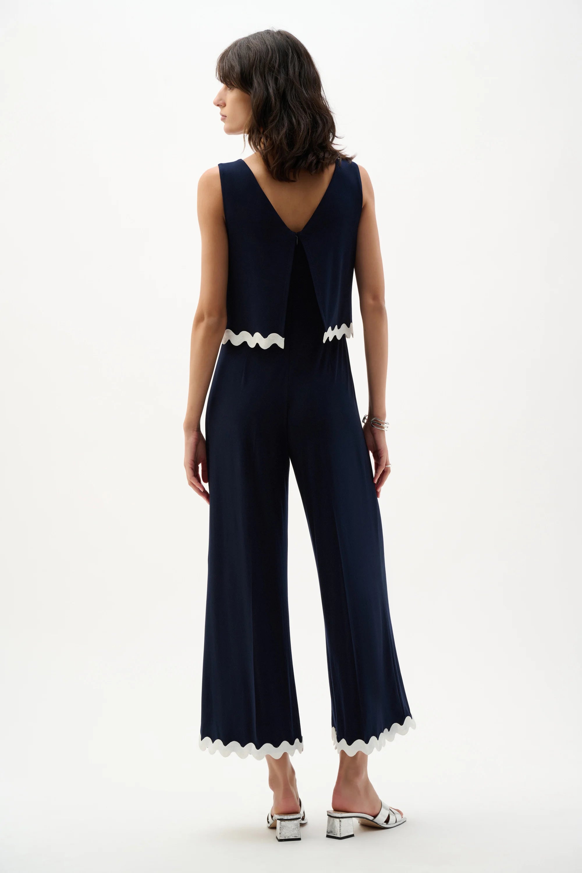 Silky Knit Culotte Jumpsuit With Contrast Trim (262144)