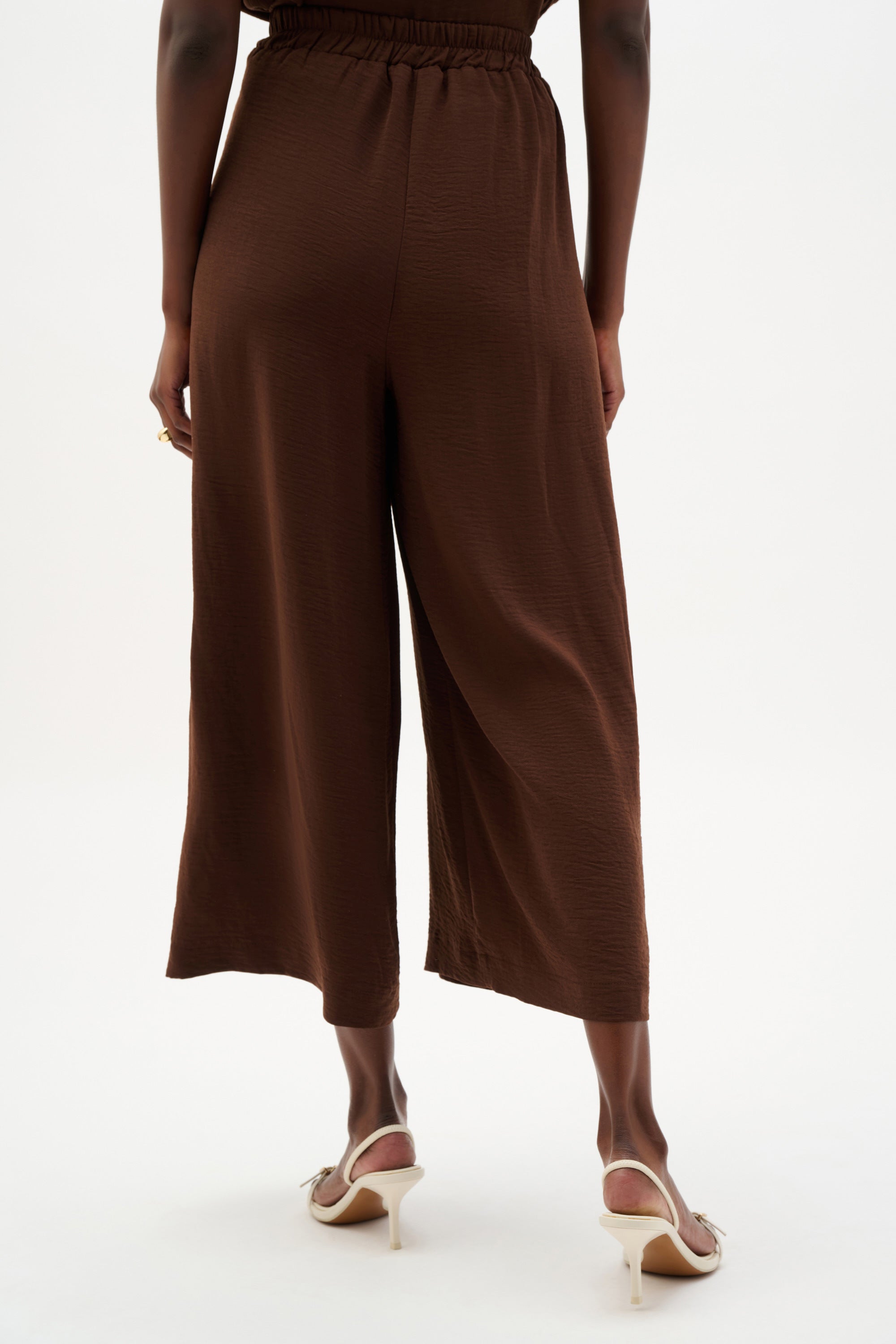 Gauze Pull-On Culotte Pants With Pleats (262196)
