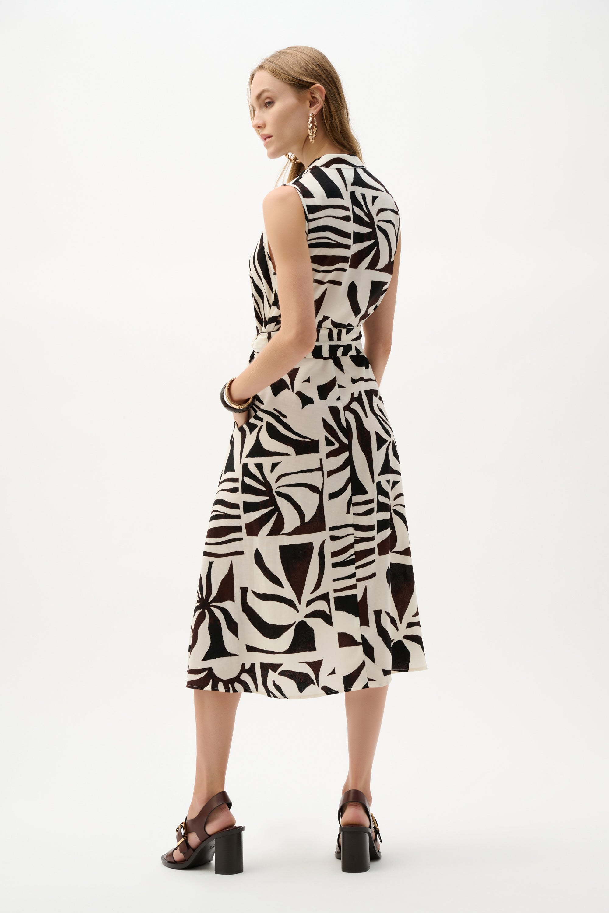 Gauze Tropical Print Fit And Flare Wrap Dress (262226)