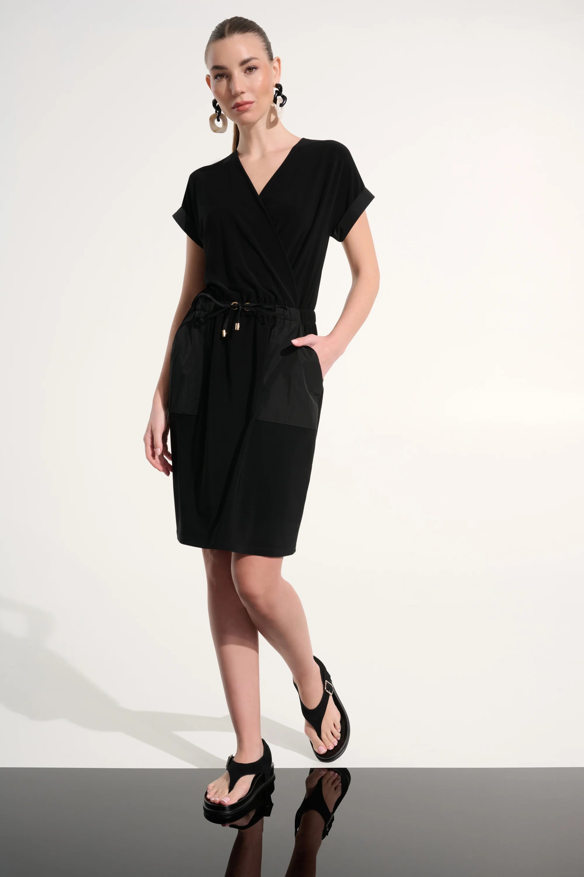 Silky Knit And Memory Straight Wrap Dress (262630)