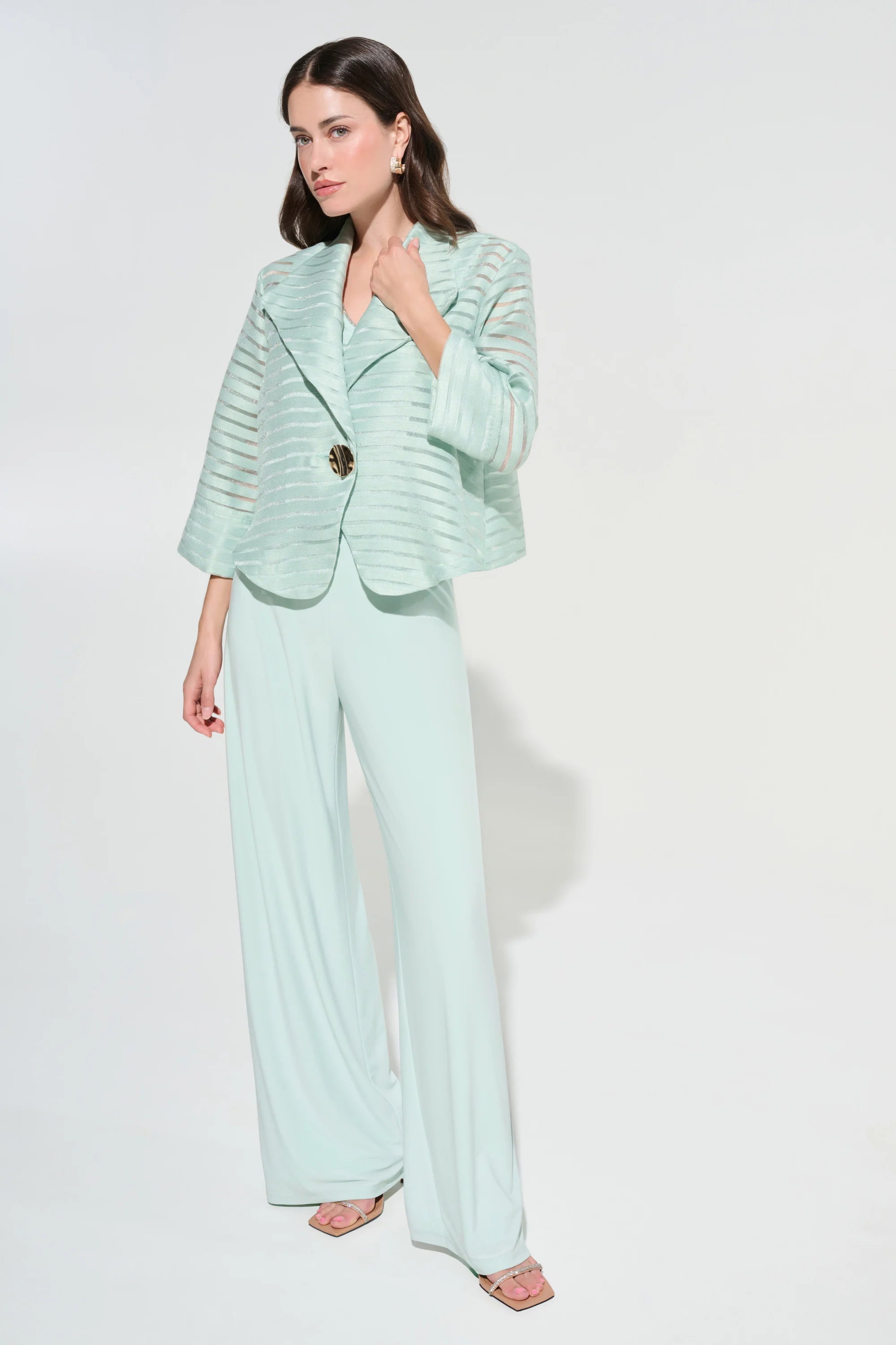 Novelty Shadow Stripe Swing Jacket With Lapel (JR1161)