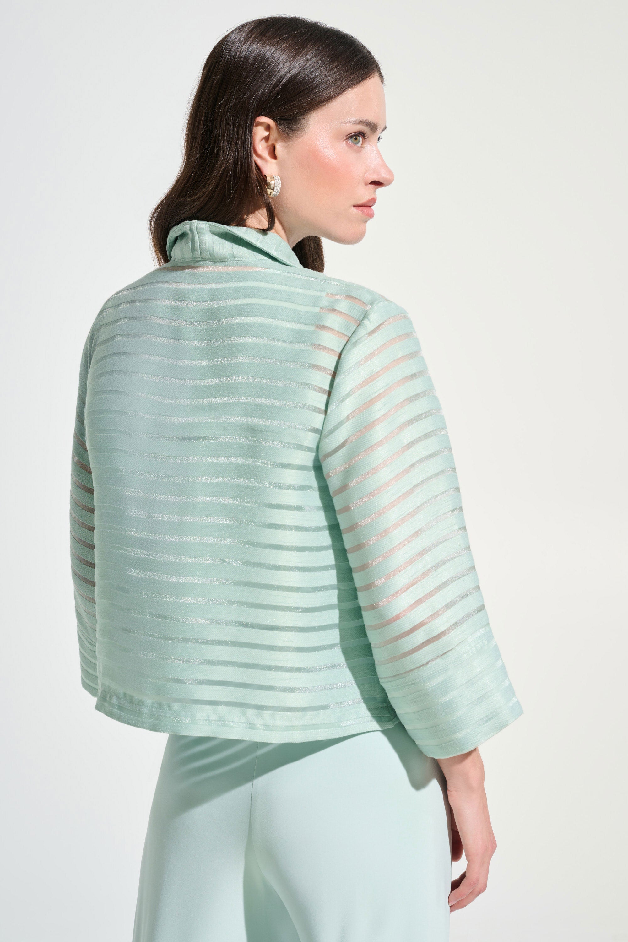 Novelty Shadow Stripe Swing Jacket With Lapel (JR1161)