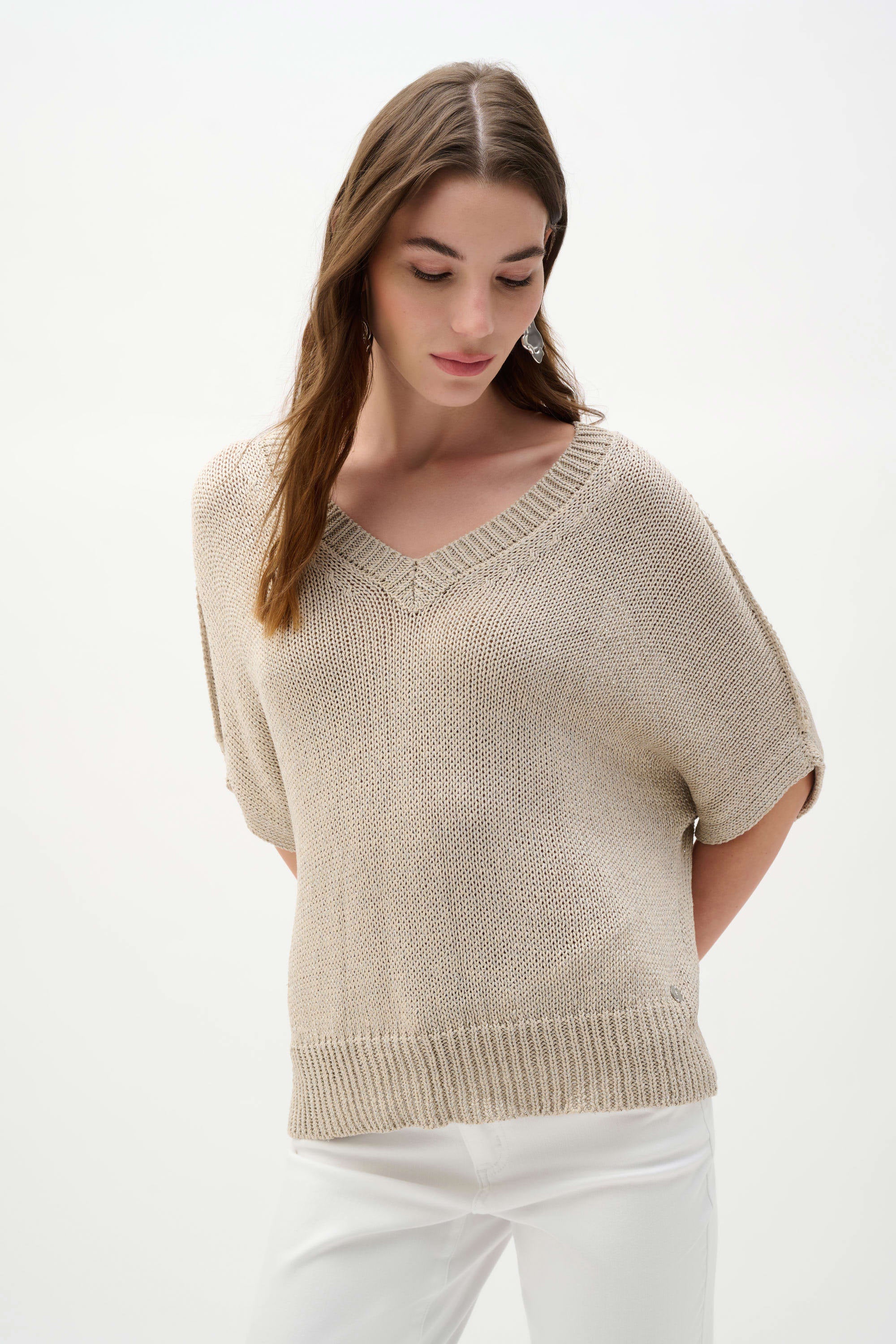 Viscose and Lurex Sweater Knit Relaxed Top (262925)