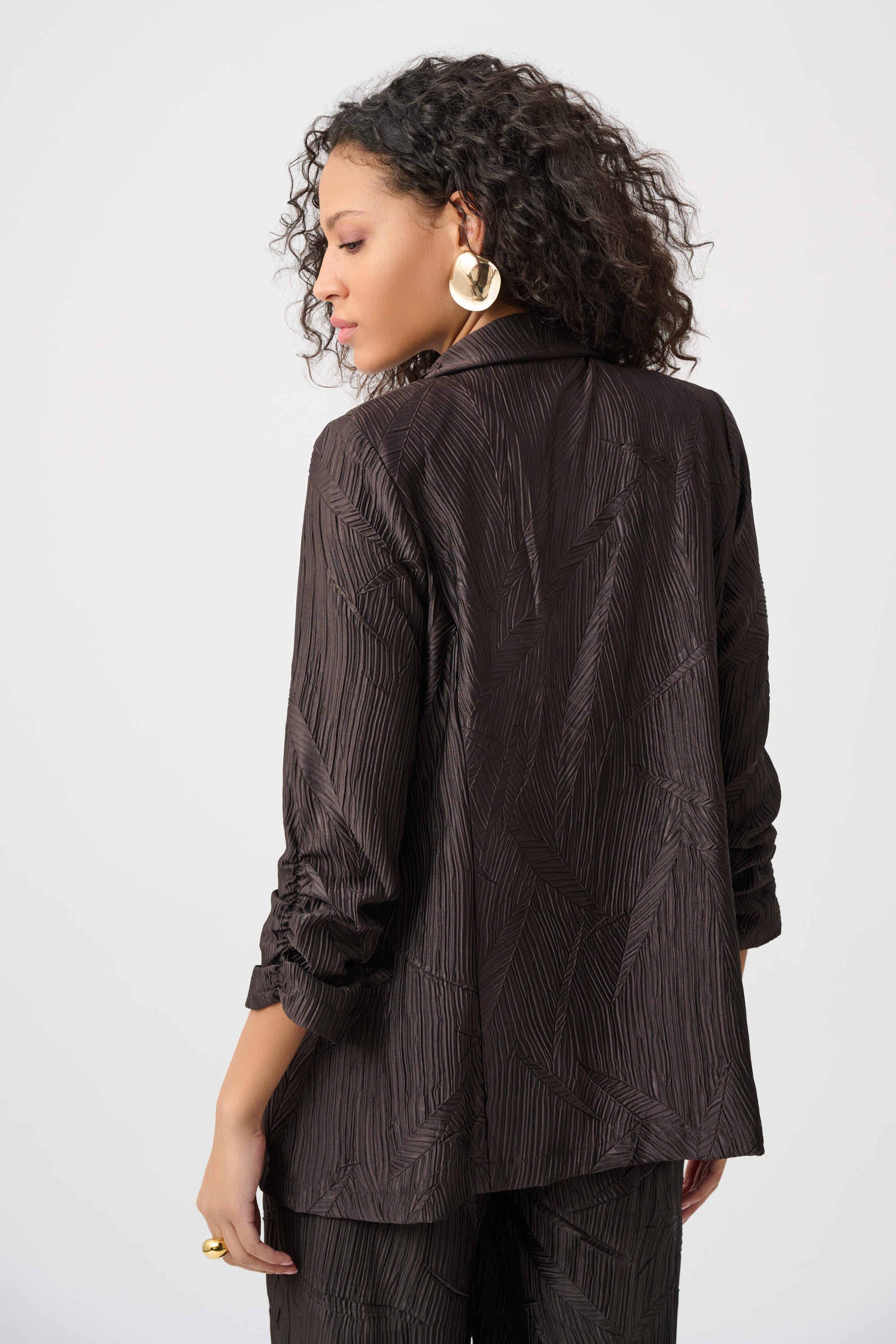 Pleated Satin Open Blazer (263050)