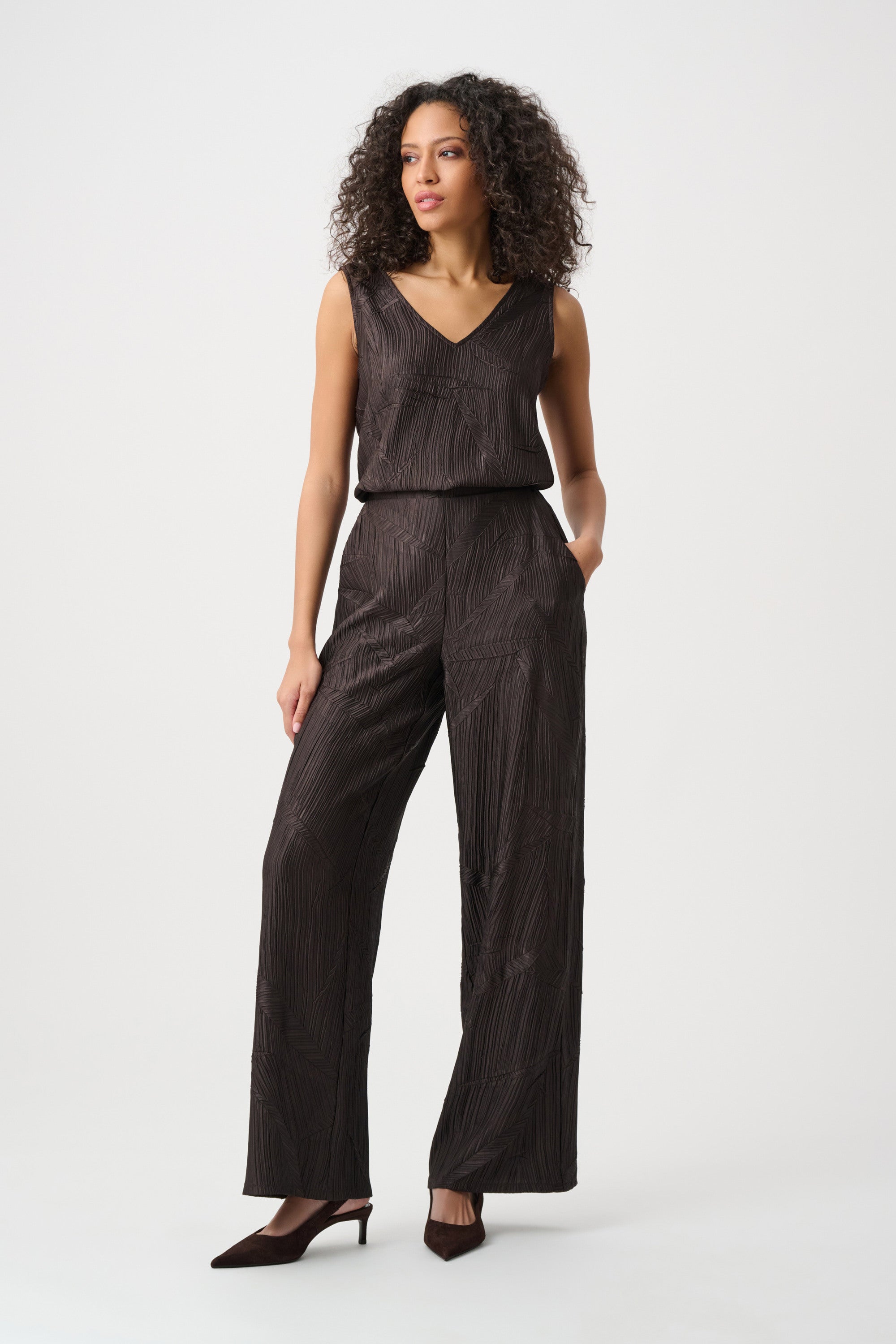 Pleated Satin Pull-On Wide-Leg Pants (263052)