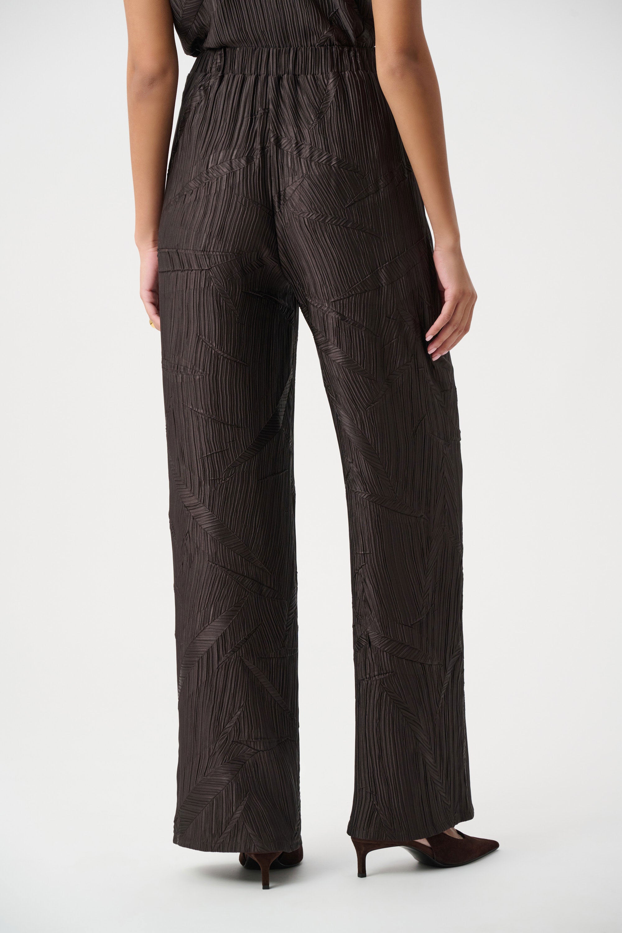 Pleated Satin Pull-On Wide-Leg Pants (263052)