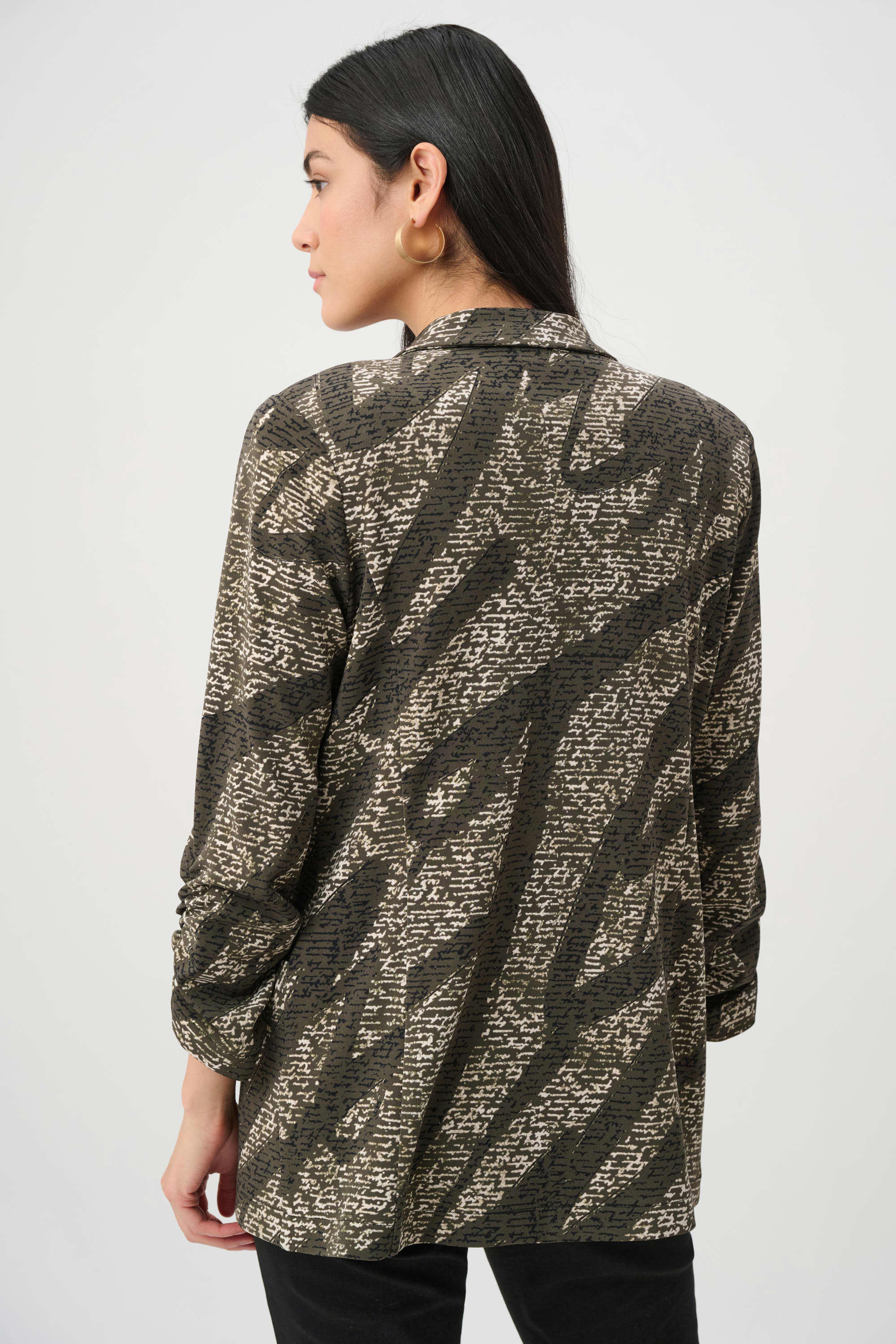 Silky Knit Abstract Print Straight Blazer (263056)