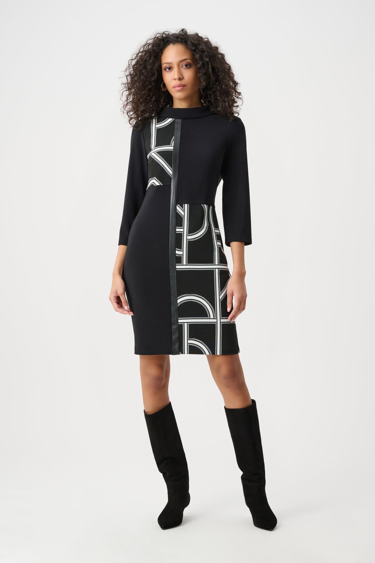 Jacquard Geometric Color Block Dress (263075)