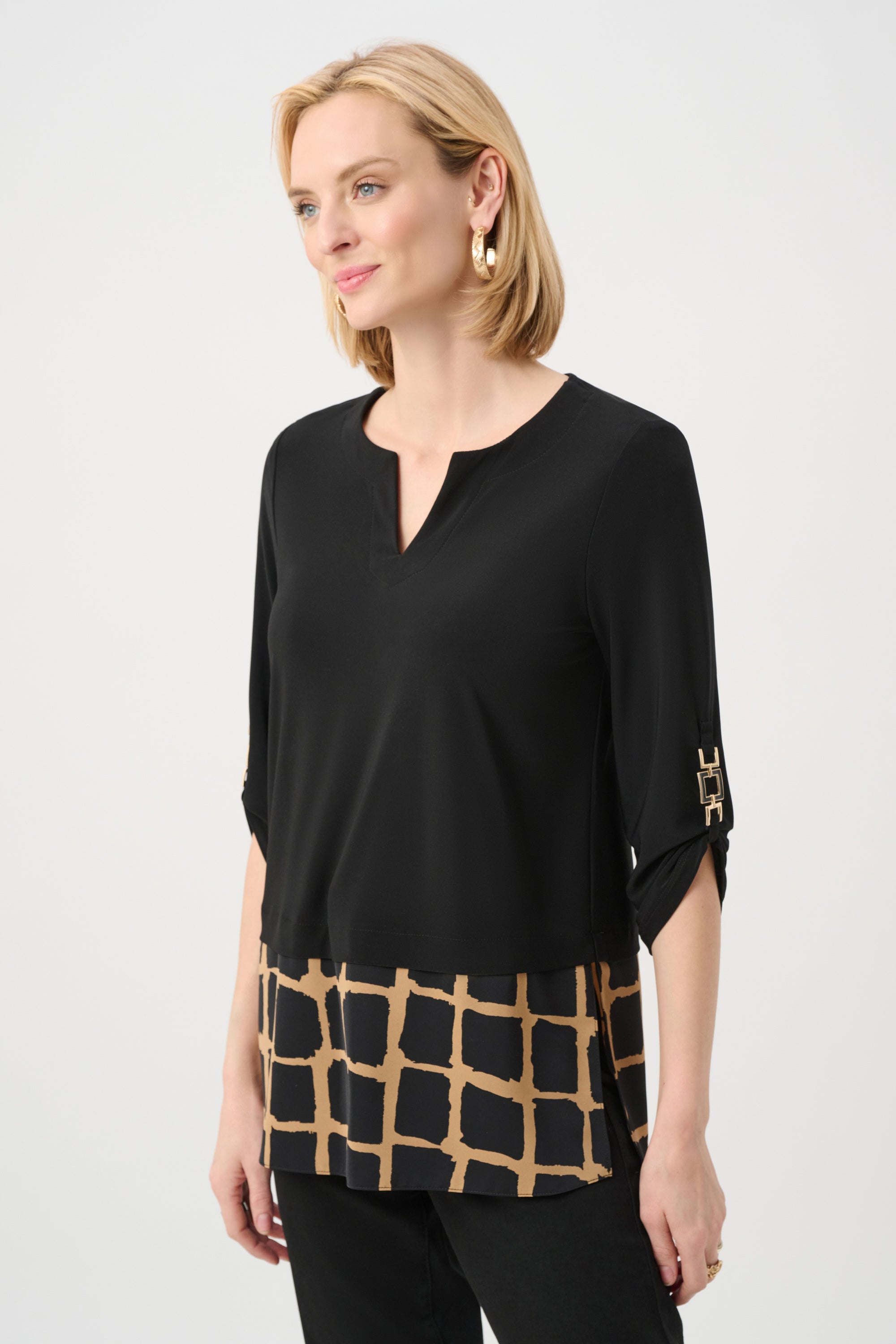 Silky Knit Abstract Print Straight Tunic (263094)