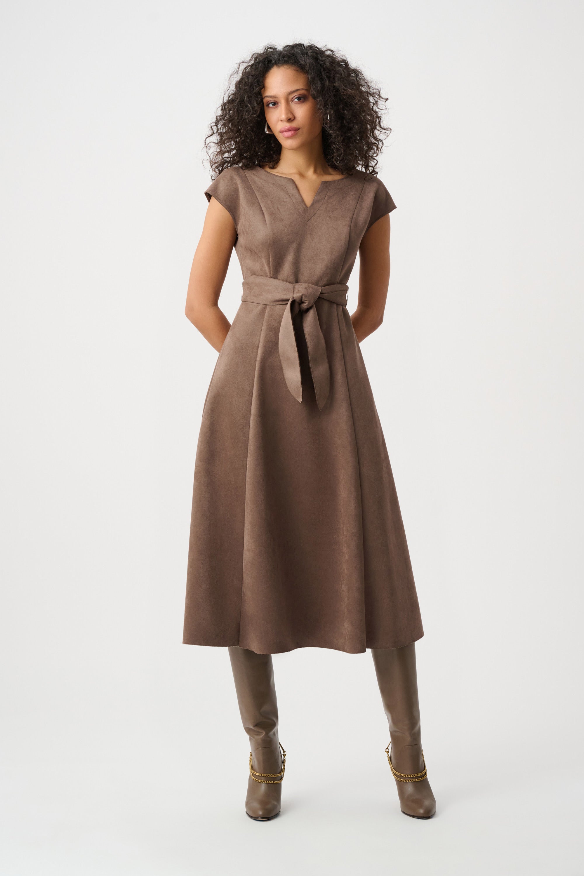 Scuba Suede Fit-and-Flare Dress (263105)