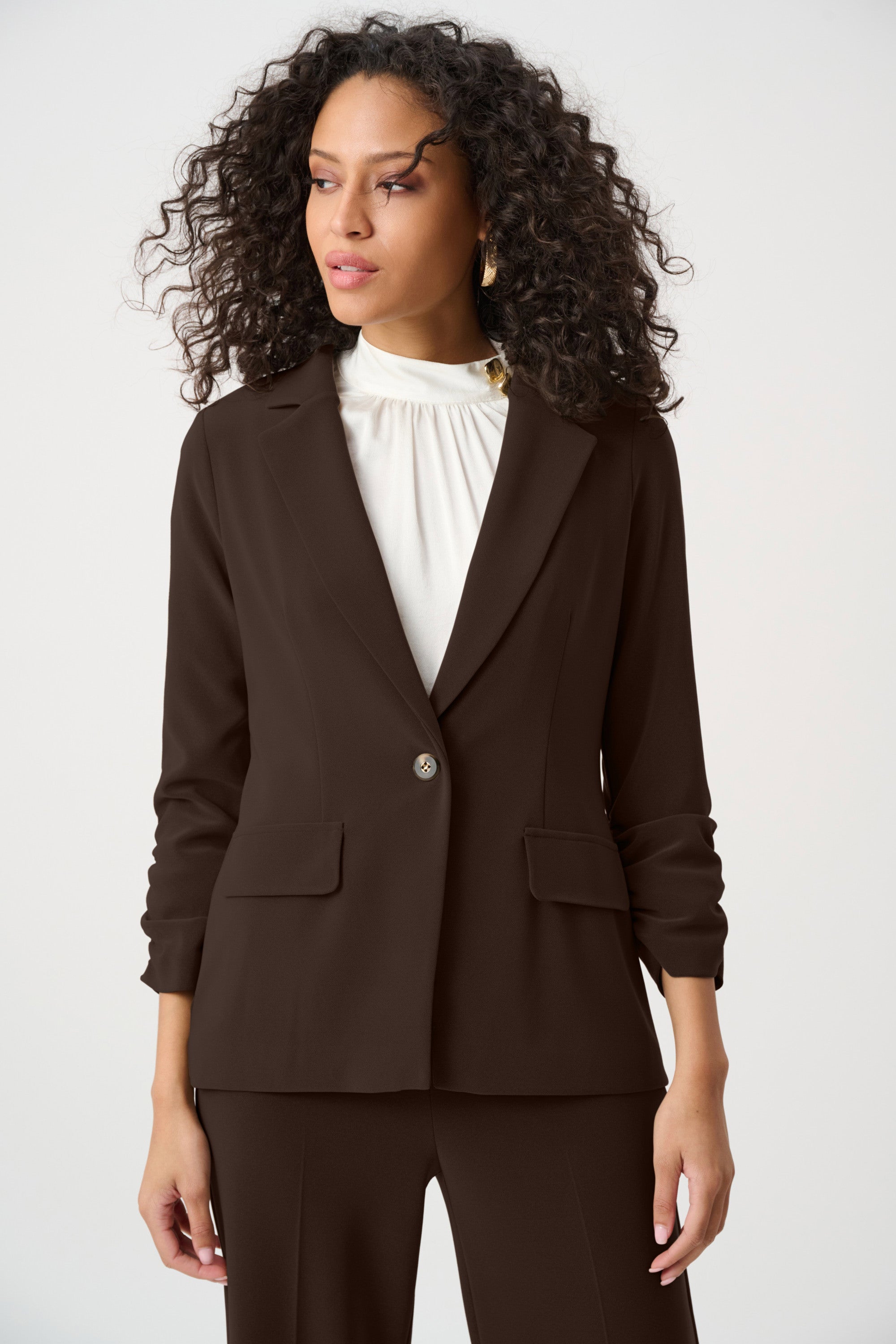 Melange Silky Knit Straight Blazer (263144)