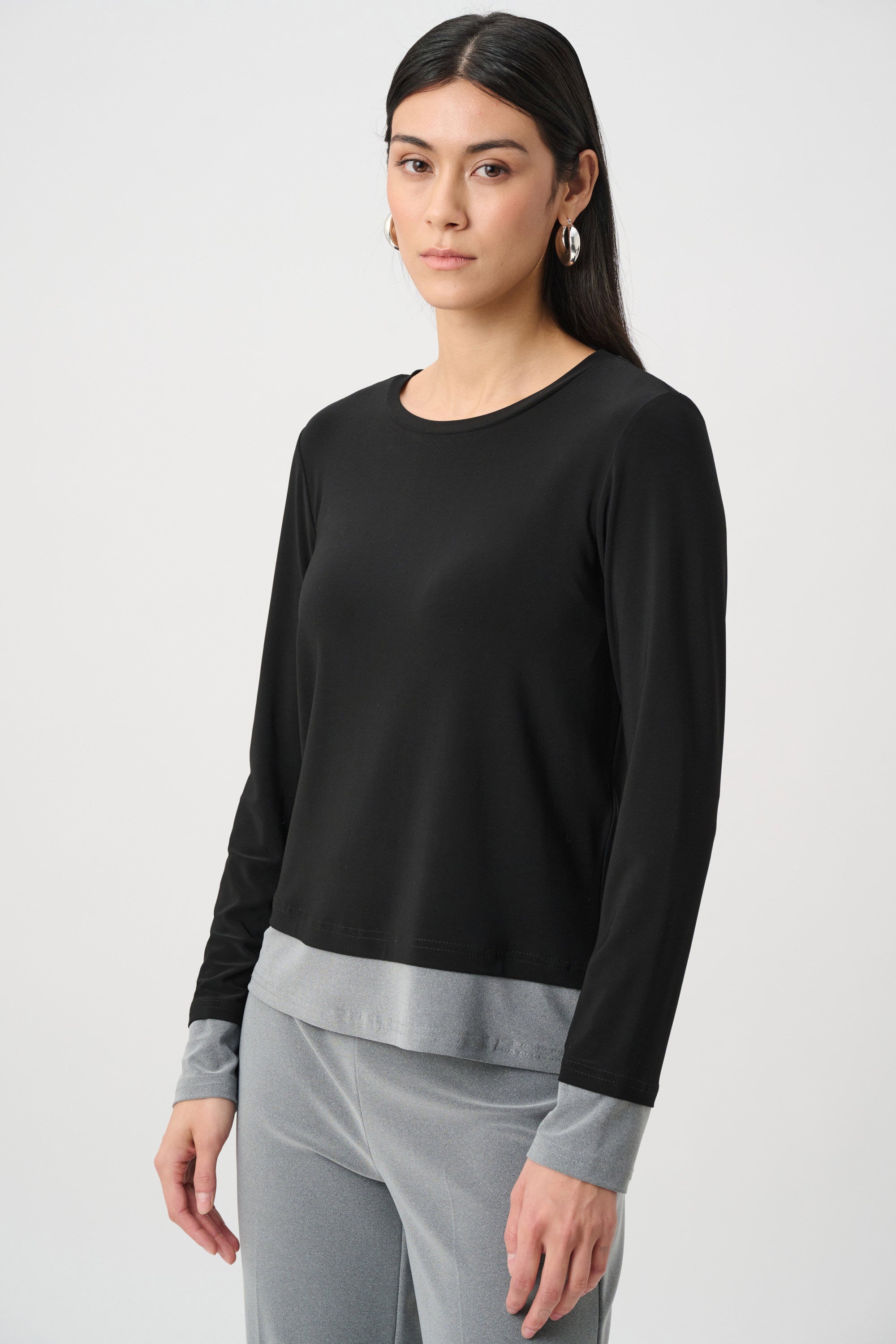 Silky Knit Color Block Straight Top (263165)