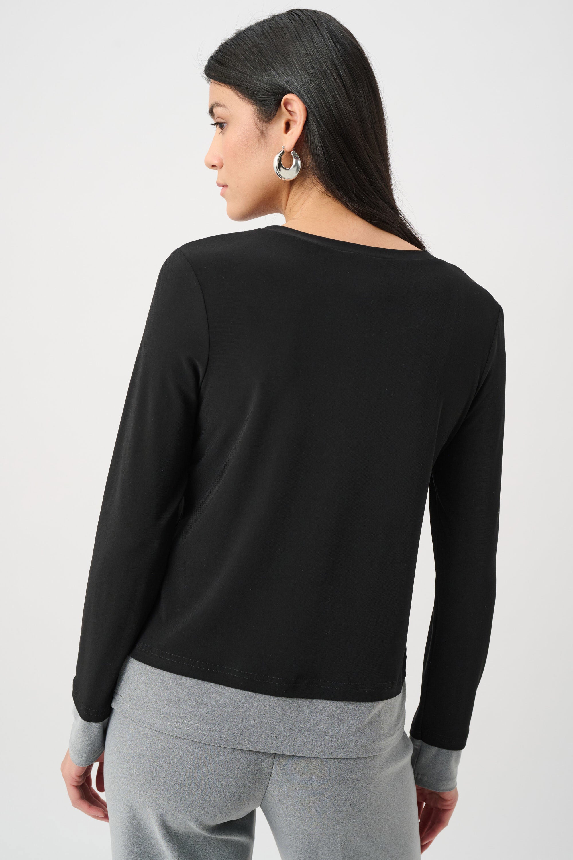 Silky Knit Color Block Straight Top (263165)