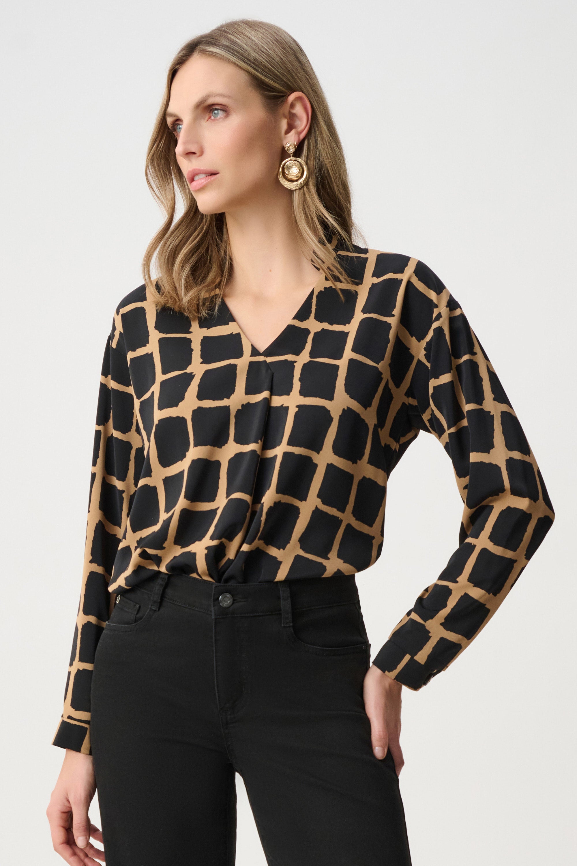 Recycled Woven Abstract Print Boxy Top (263169)