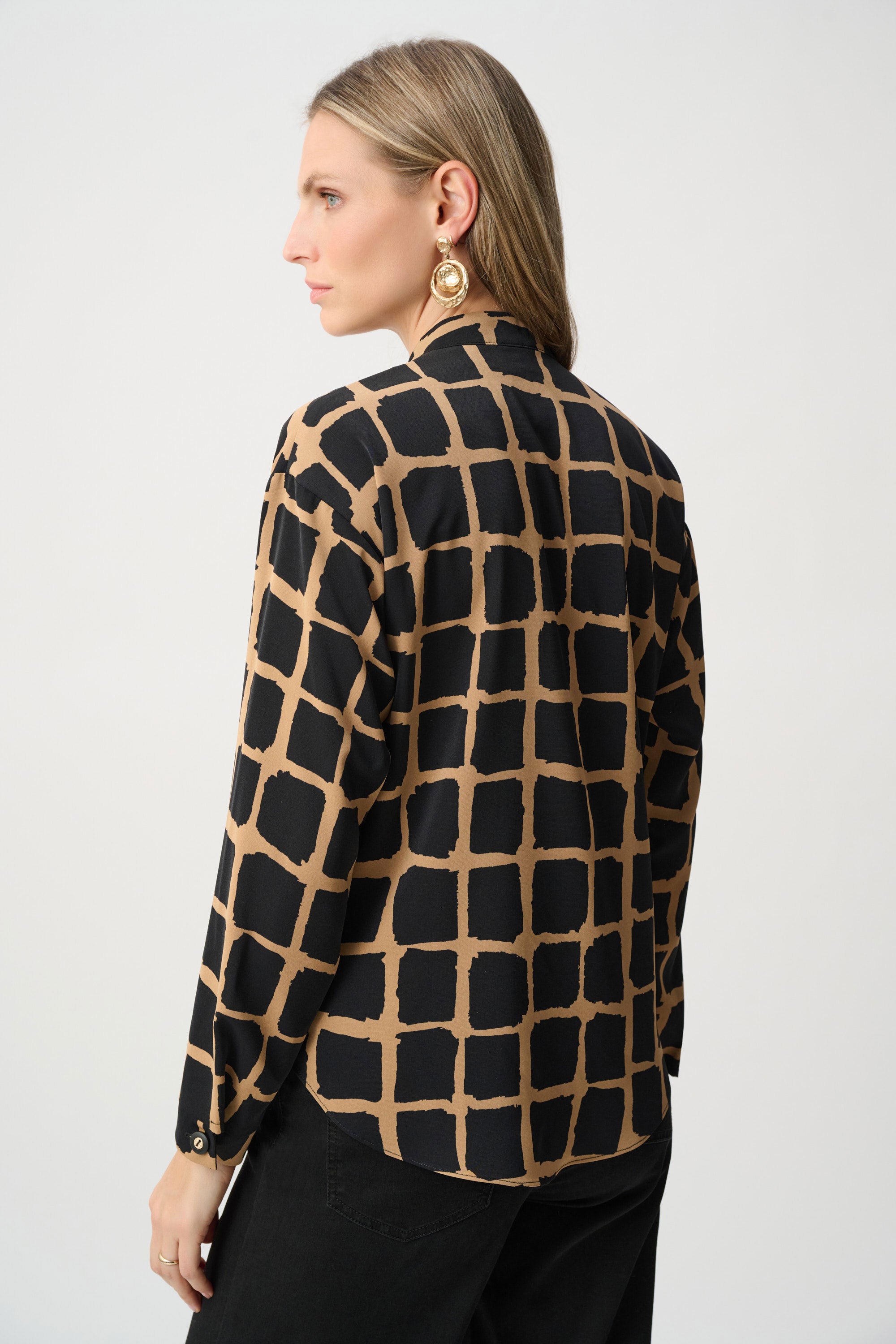 Recycled Woven Abstract Print Boxy Top (263169)
