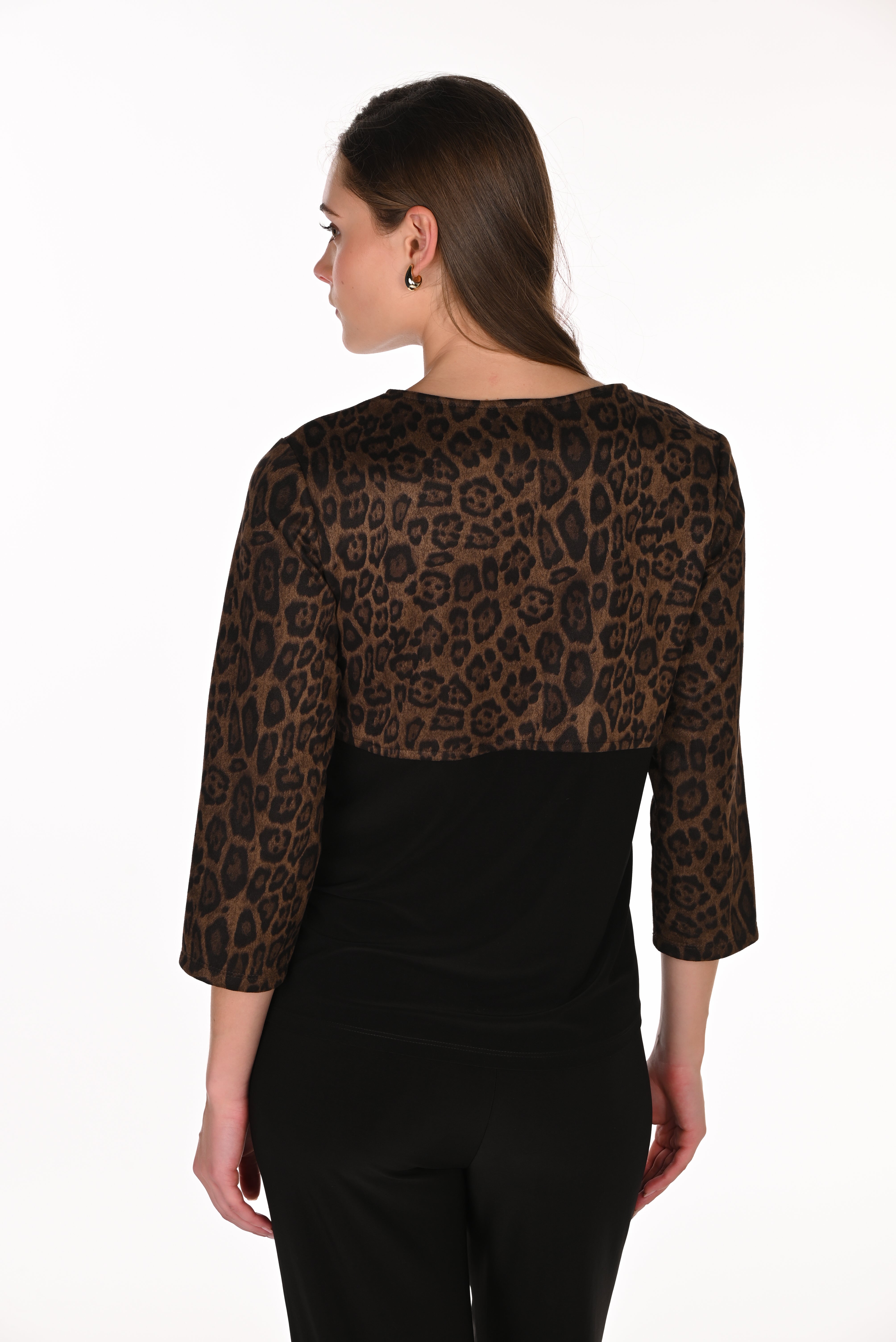 3/4 Sleeve Leopard Print Top (263190)
