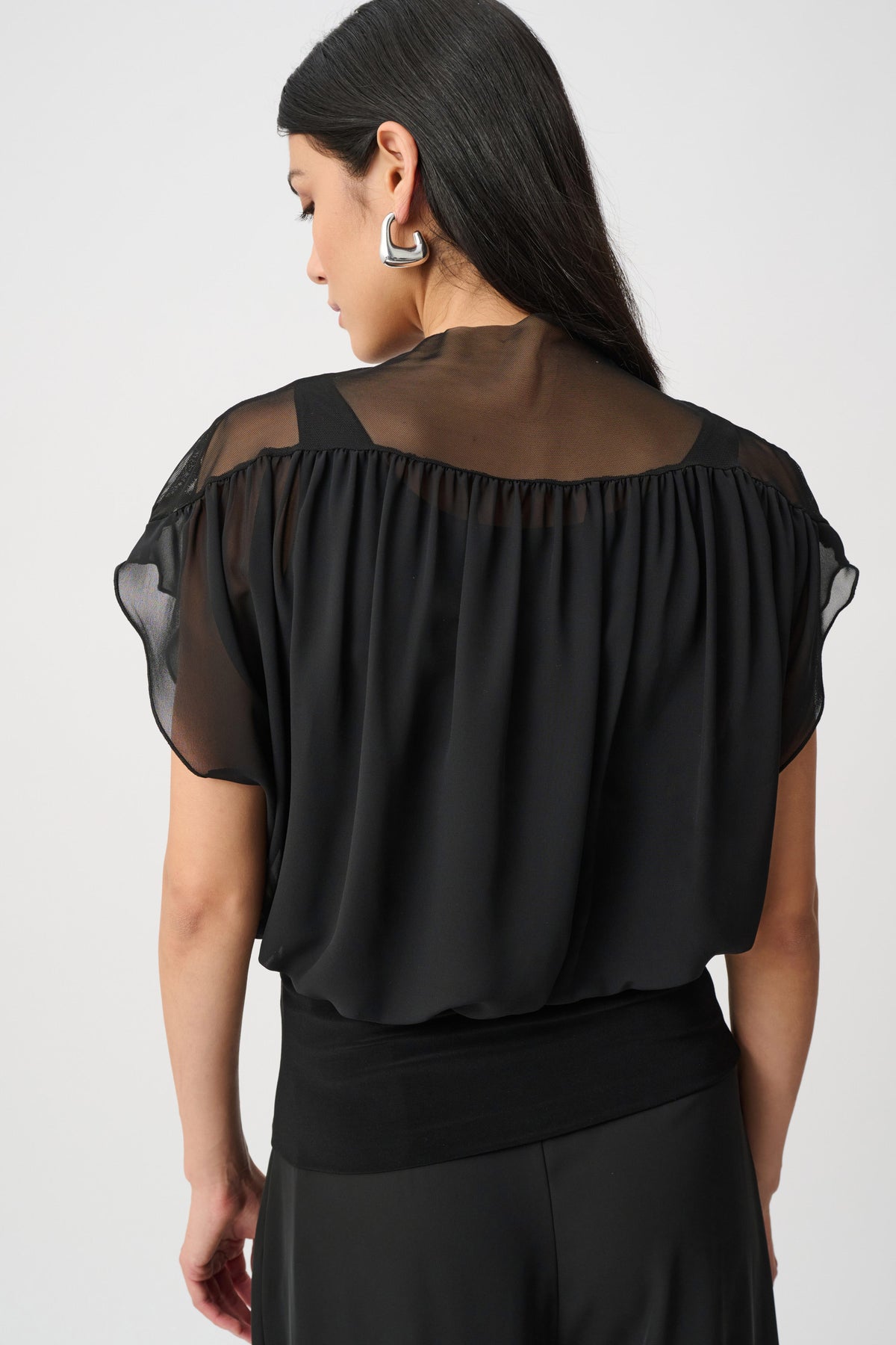 Chiffon And Silky Knit Blouson Top (263198)