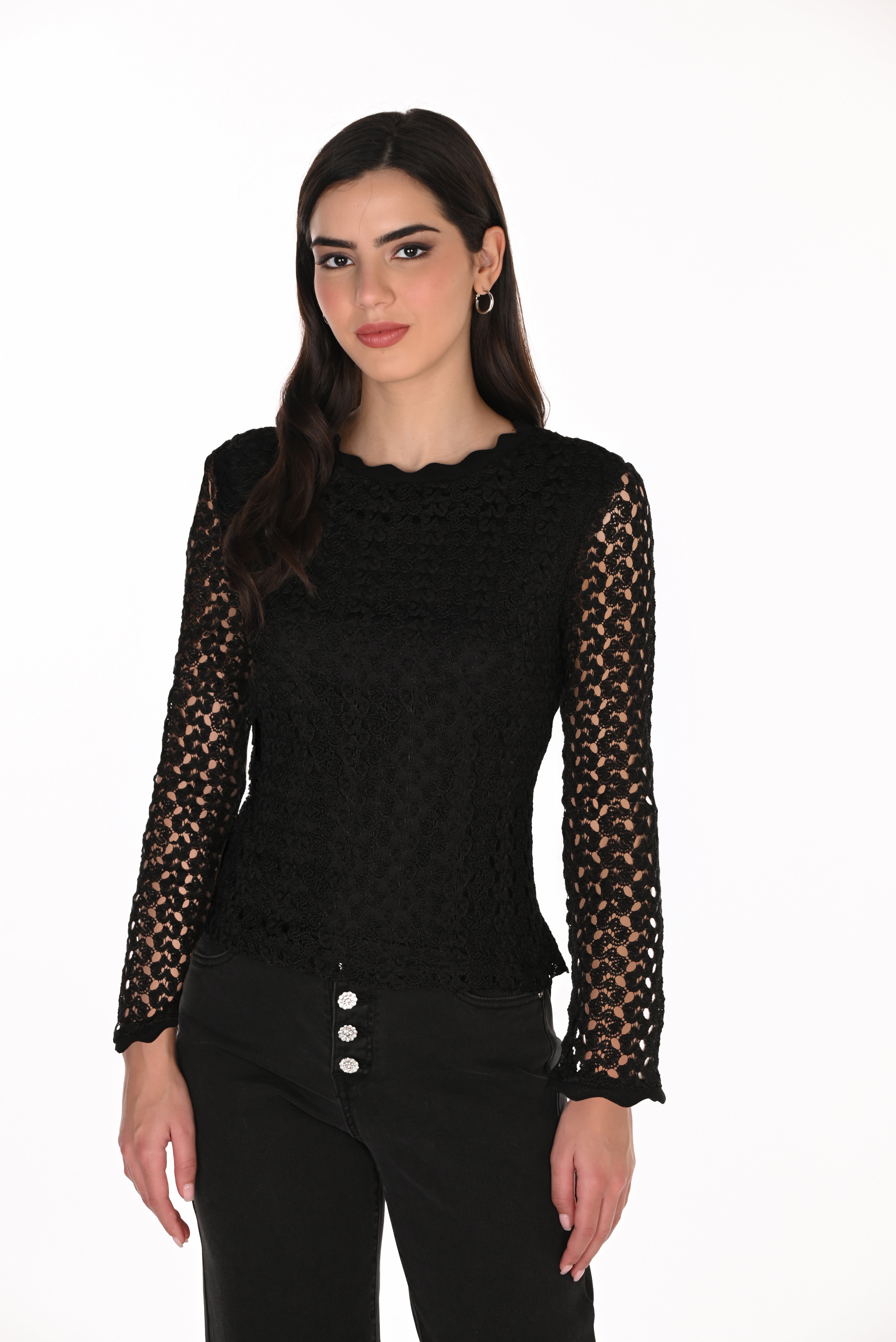 Eyelet Sleeve Top (263198)