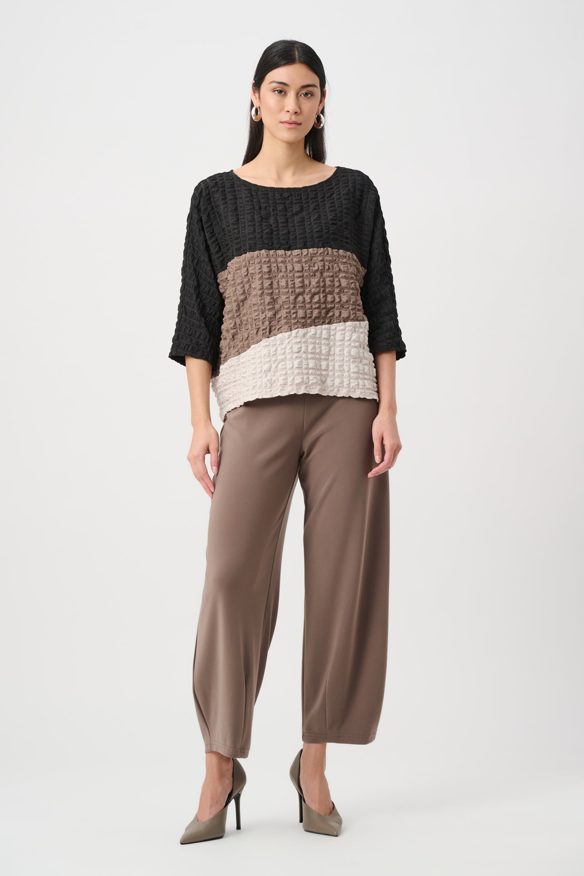 Bubble Jacquard Color Block Boxy Tunic (263199)