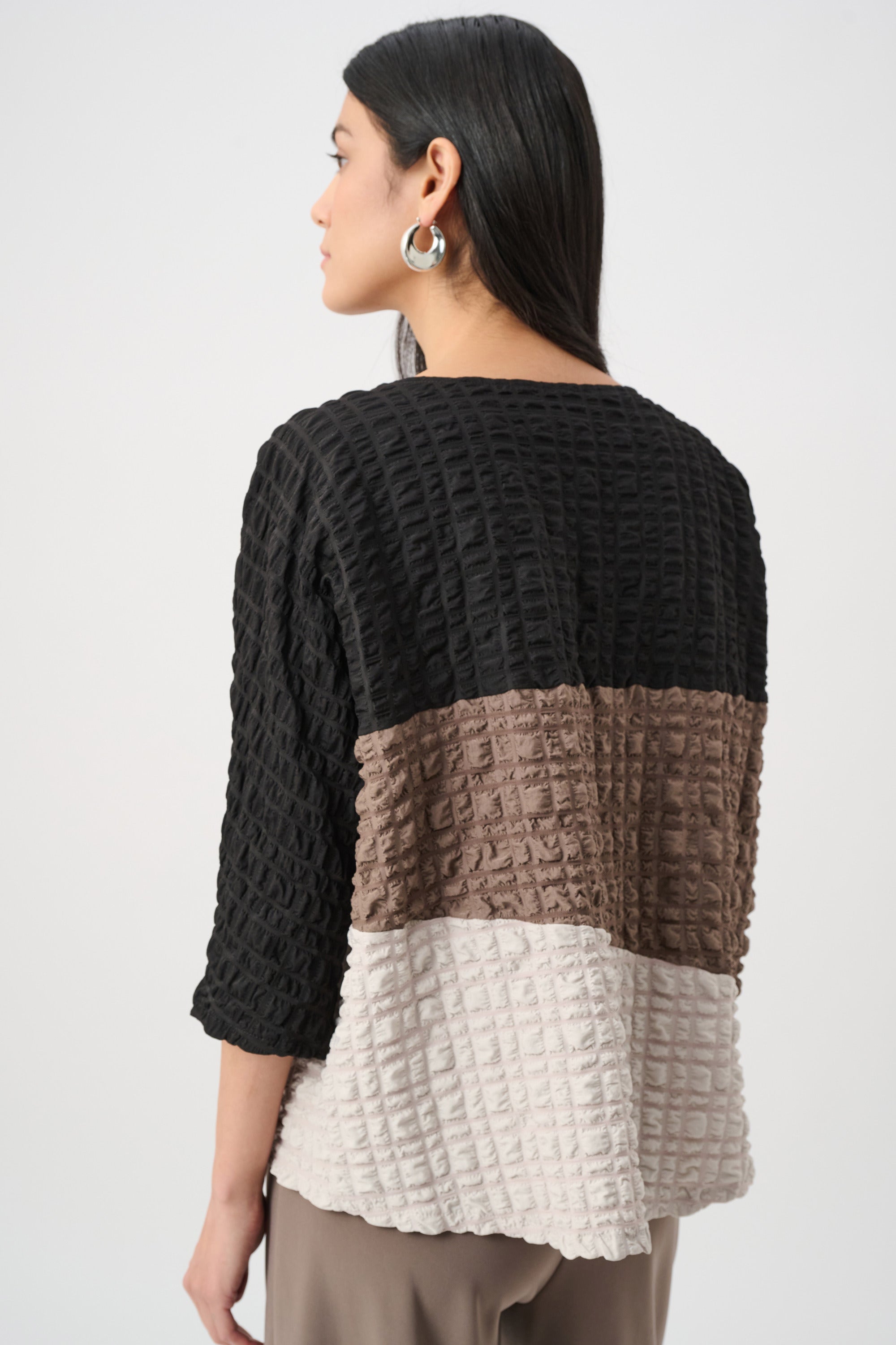 Bubble Jacquard Color Block Boxy Tunic (263199)