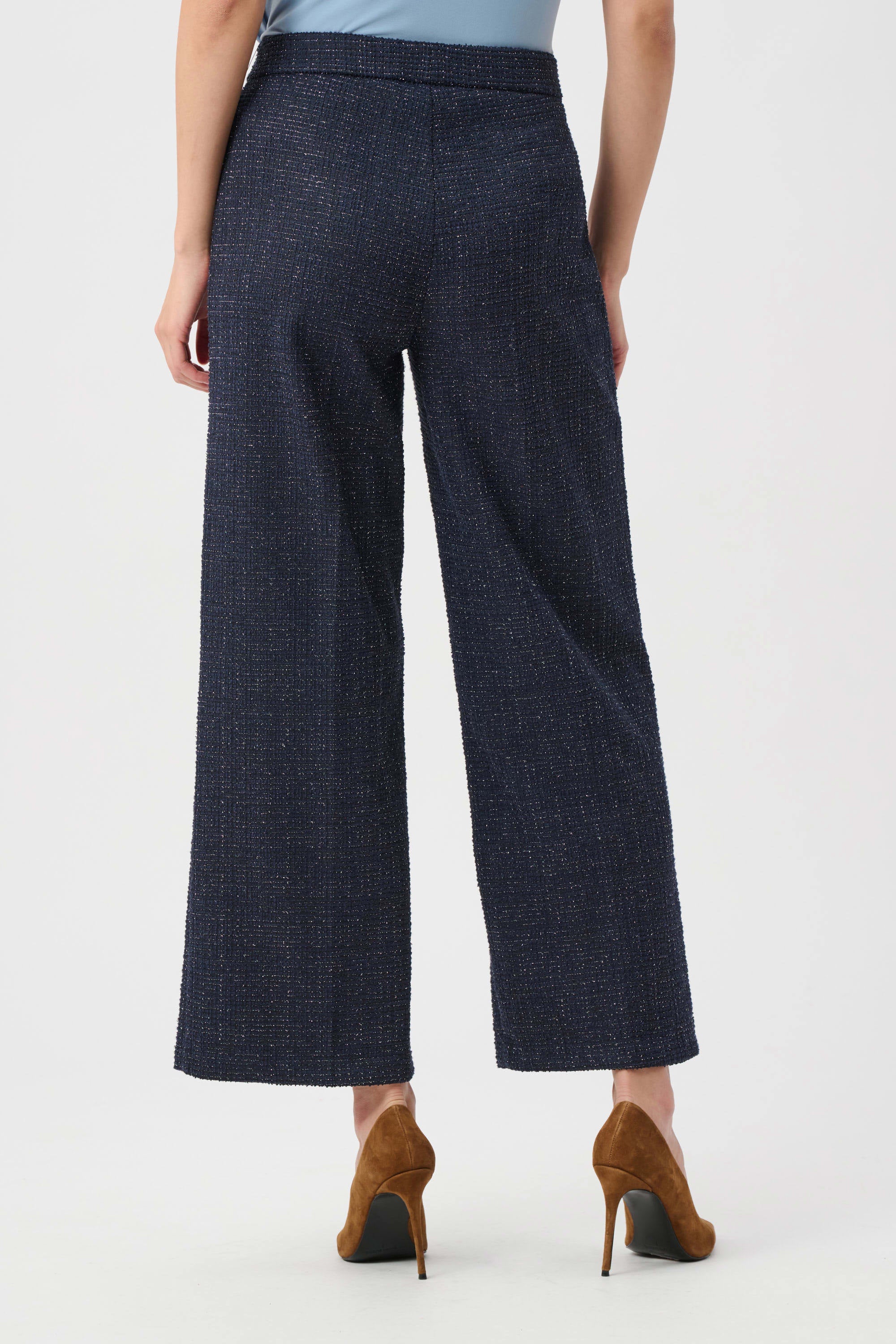 Lurex Boucle Wide-Leg Pull-On Pants (263215)