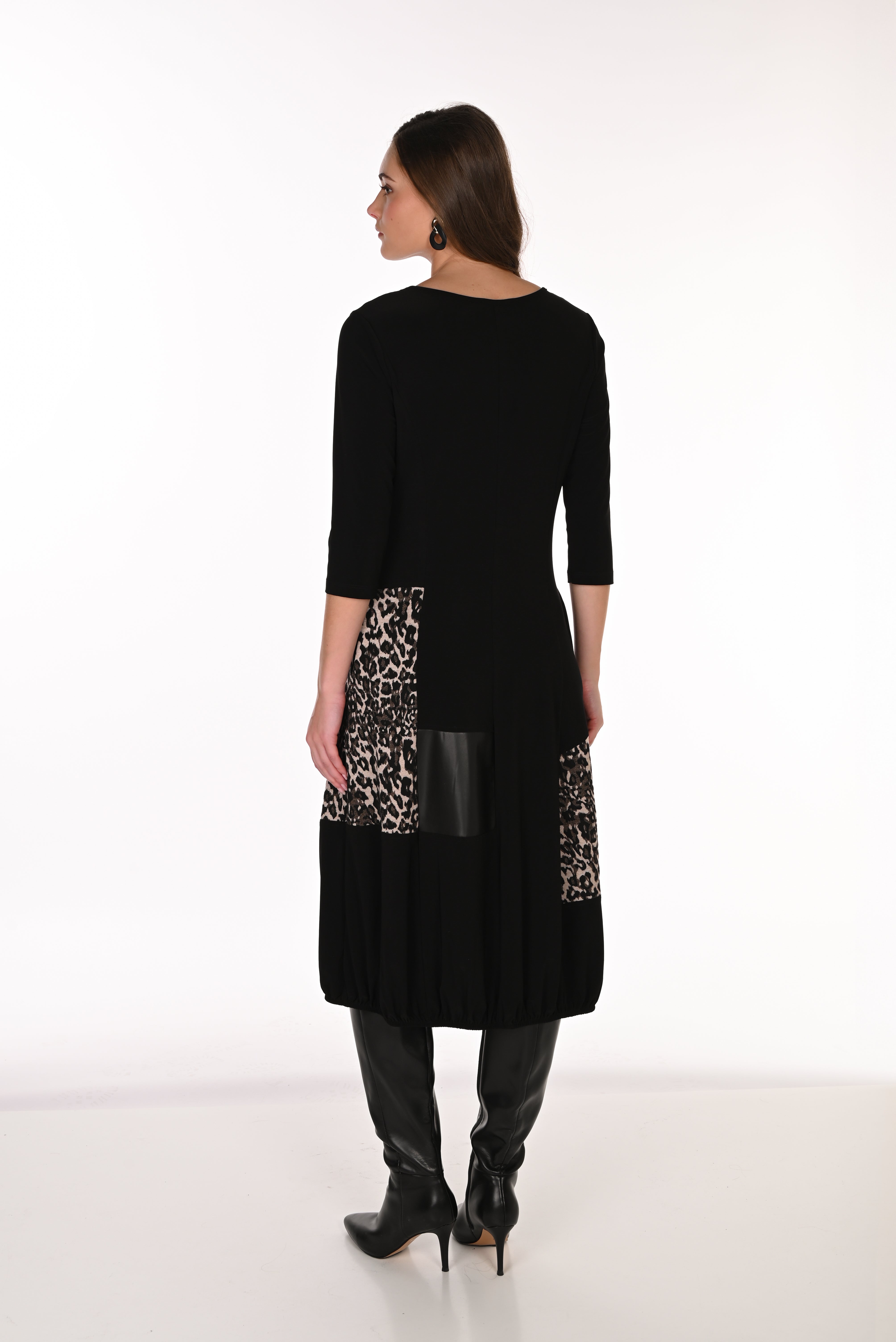 Long Sleeve Dress with Animal Print Detail (263277)
