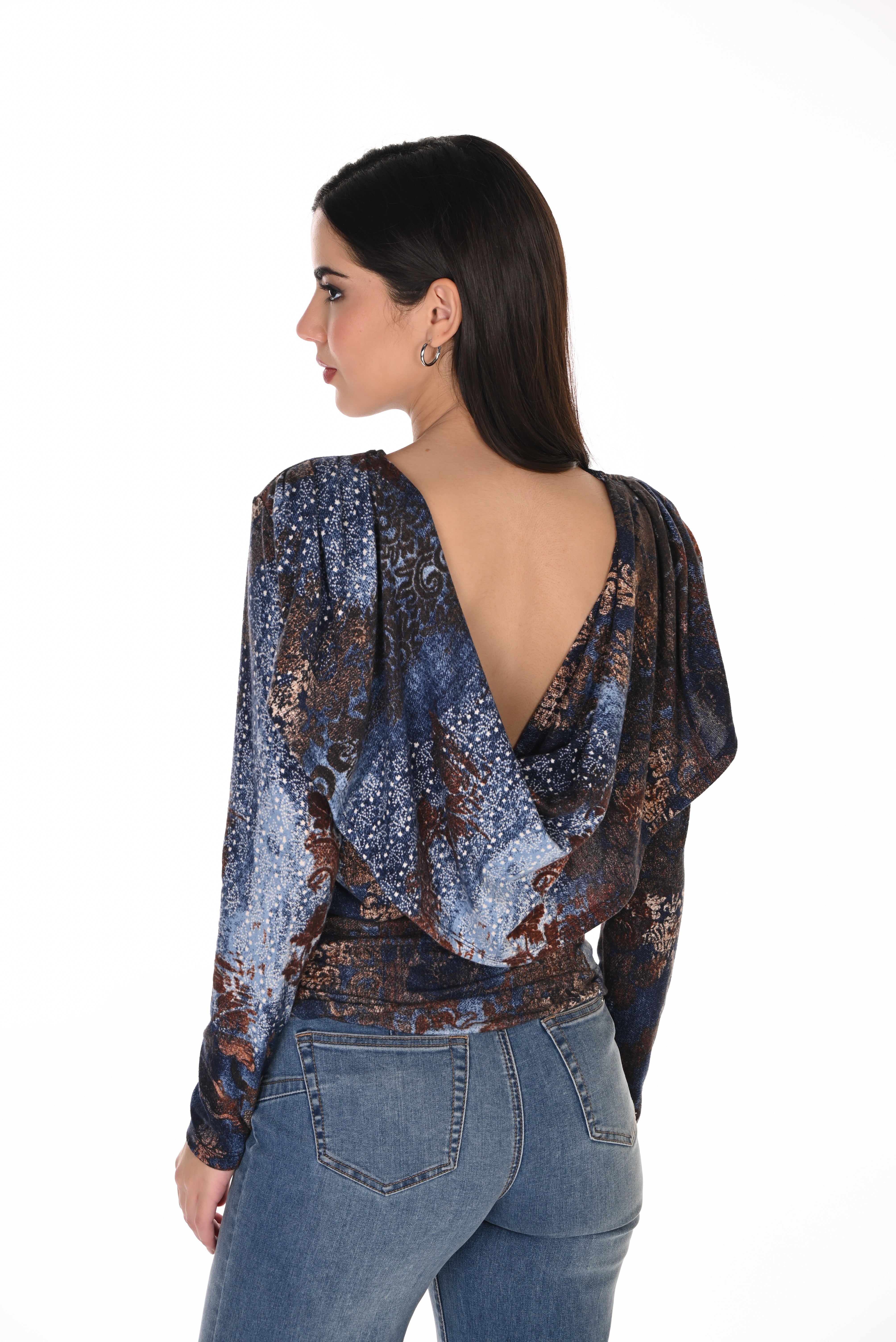 Cowl Back Printed Top (263477)