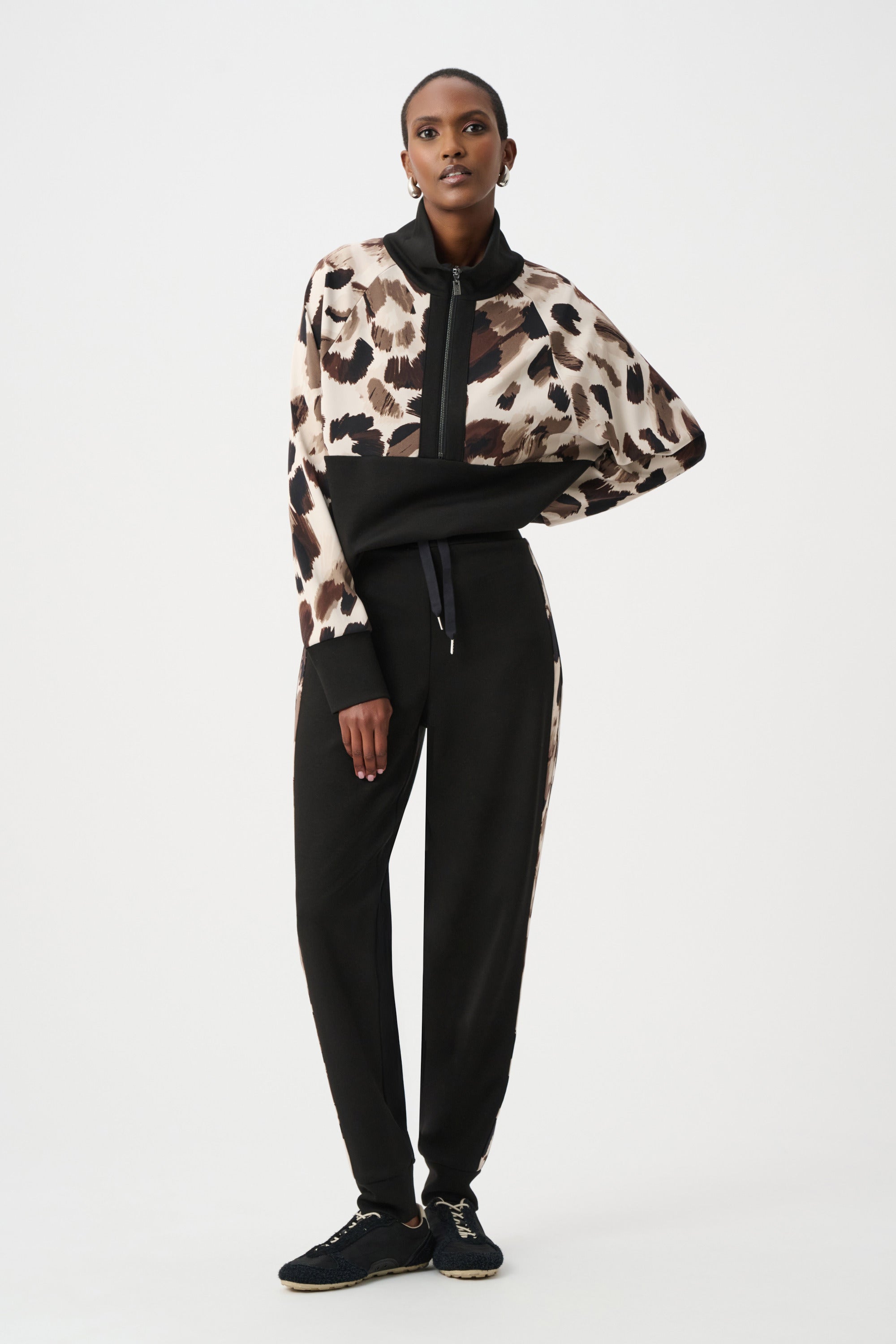 Silky Knit And Scuba Jersey Animal Print Boxy Top (263609)